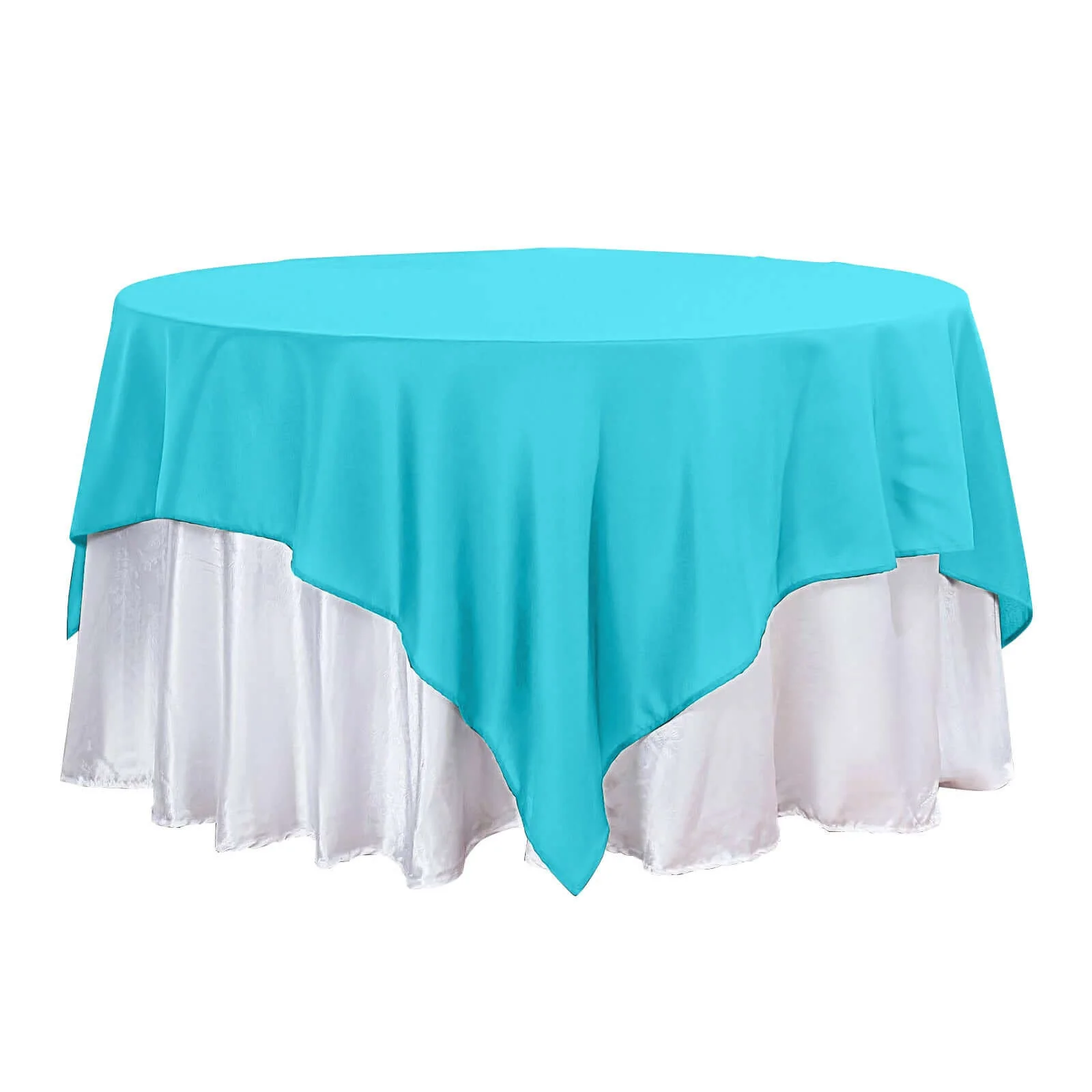 Polyester Square Table Overlay 90"x90" Turquoise - Wrinkle-Resistant & Durable Table Topper - Image 7