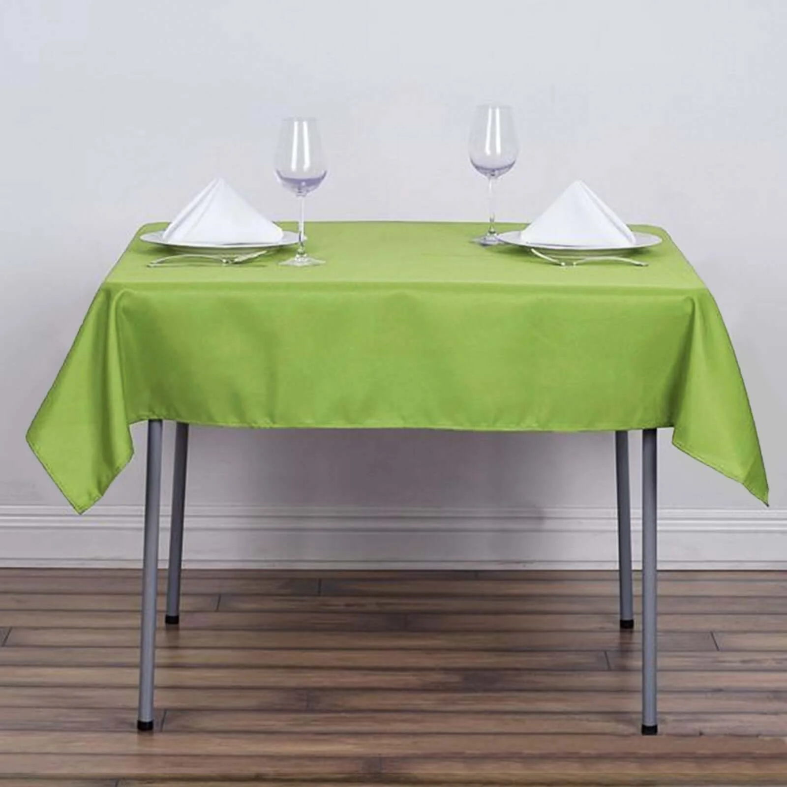 Polyester Square Tablecloth 54"x54" Apple Green - Wrinkle-Resistant Table Cover - Image 4