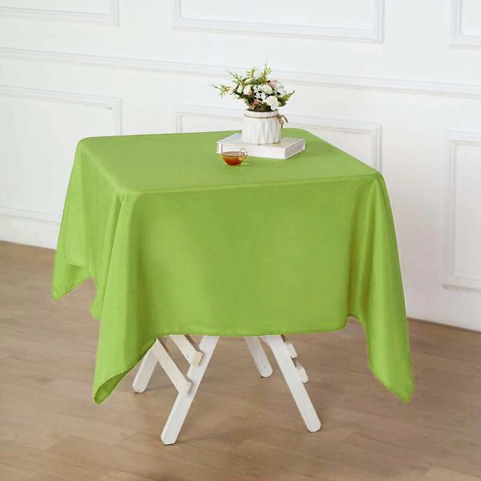 Polyester Square Tablecloth 54"x54" Apple Green - Wrinkle-Resistant Table Cover - Image 8