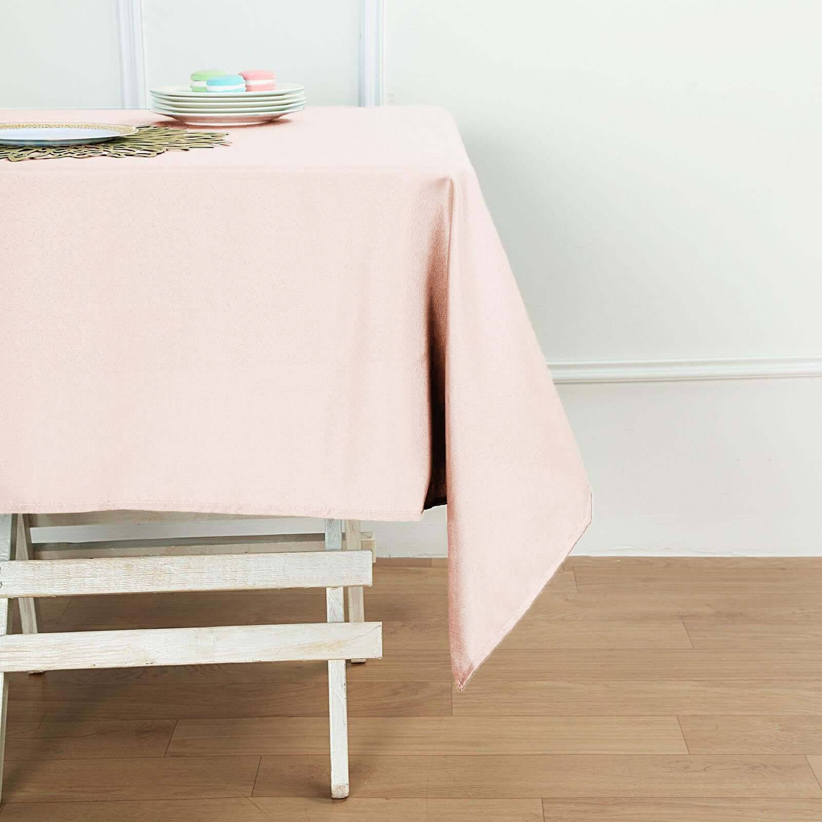 Polyester Square Tablecloth 54"x54" Blush - Wrinkle-Resistant Table Cover - Image 8