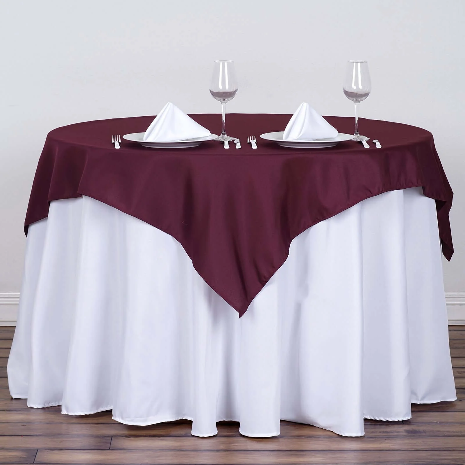 Polyester Square Tablecloth 54"x54" Burgundy - Wrinkle-Resistant Table Cover - Image 5