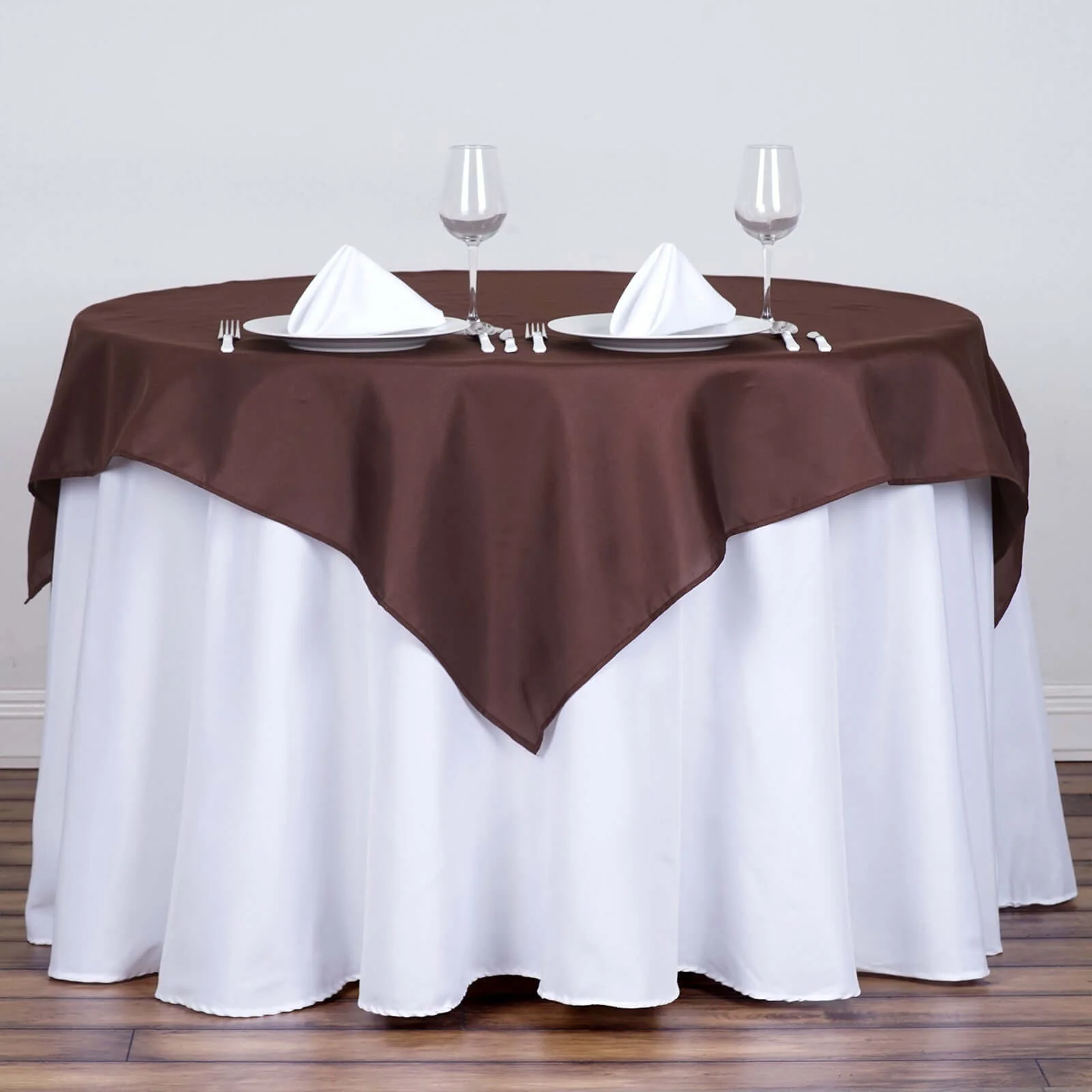 Polyester Square Tablecloth 54"x54" Chocolate - Wrinkle-Resistant Table Cover - Image 2
