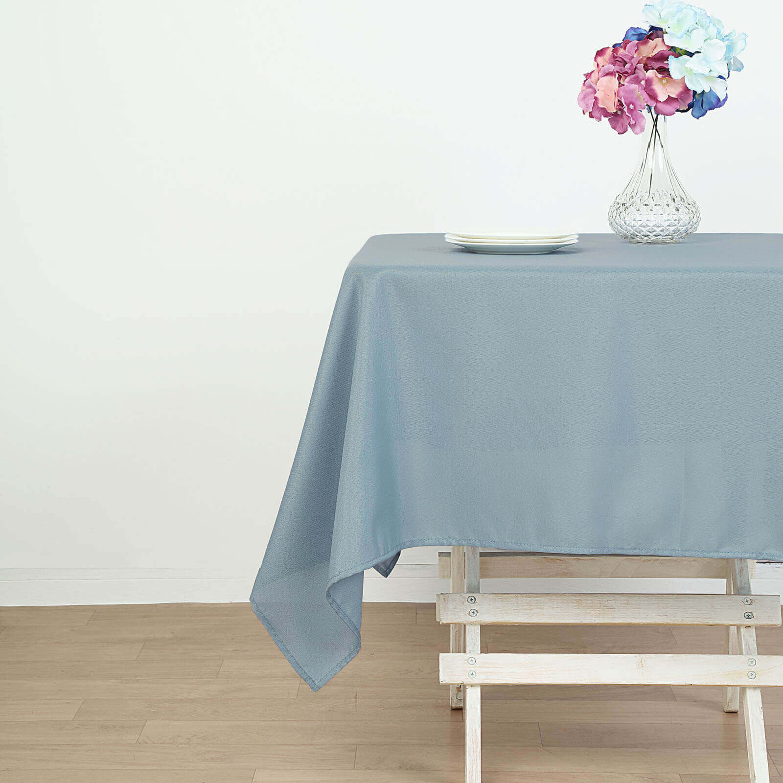 Polyester Square Tablecloth 54"x54" Dusty Blue - Wrinkle-Resistant Table Cover - Image 4