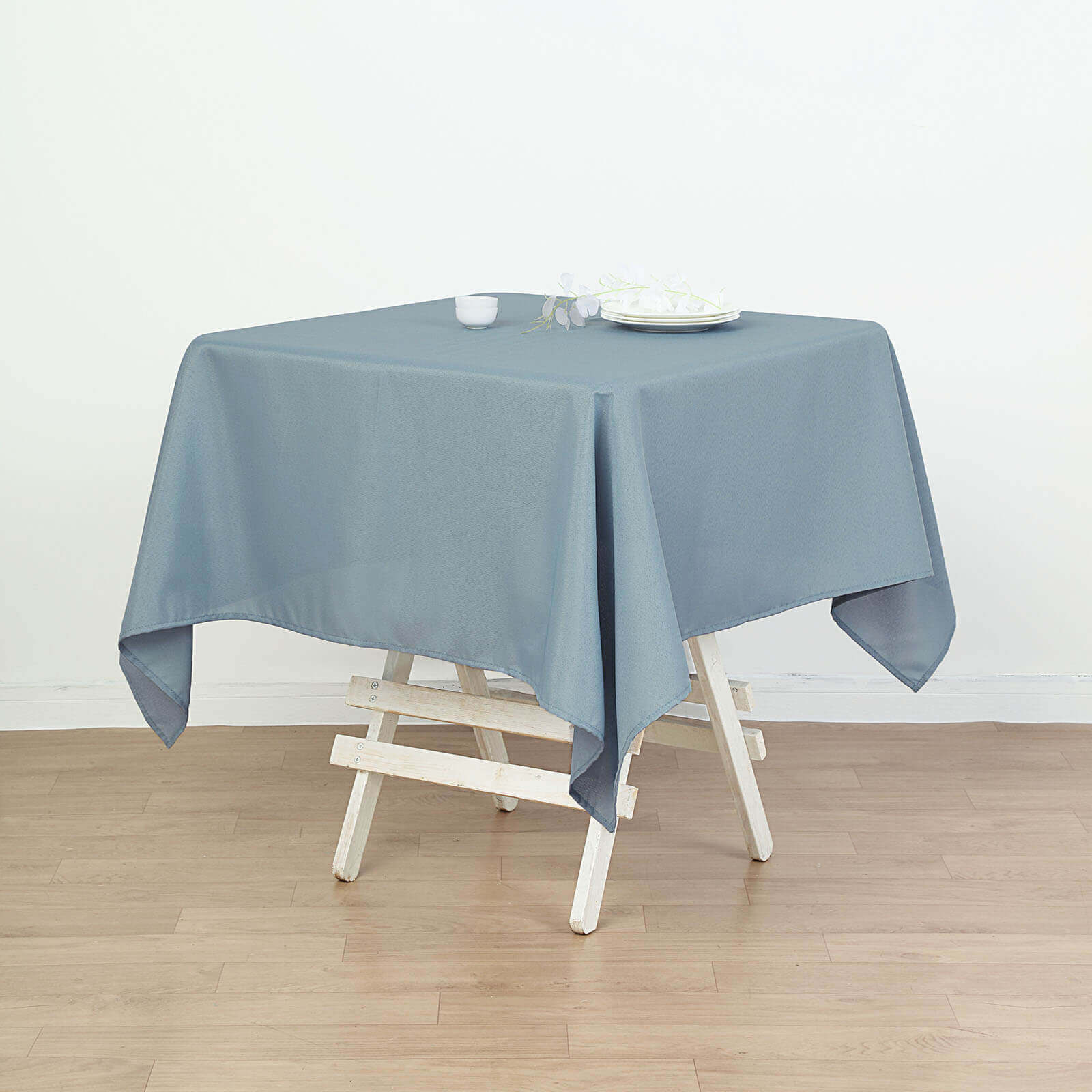 Polyester Square Tablecloth 54"x54" Dusty Blue - Wrinkle-Resistant Table Cover - Image 6