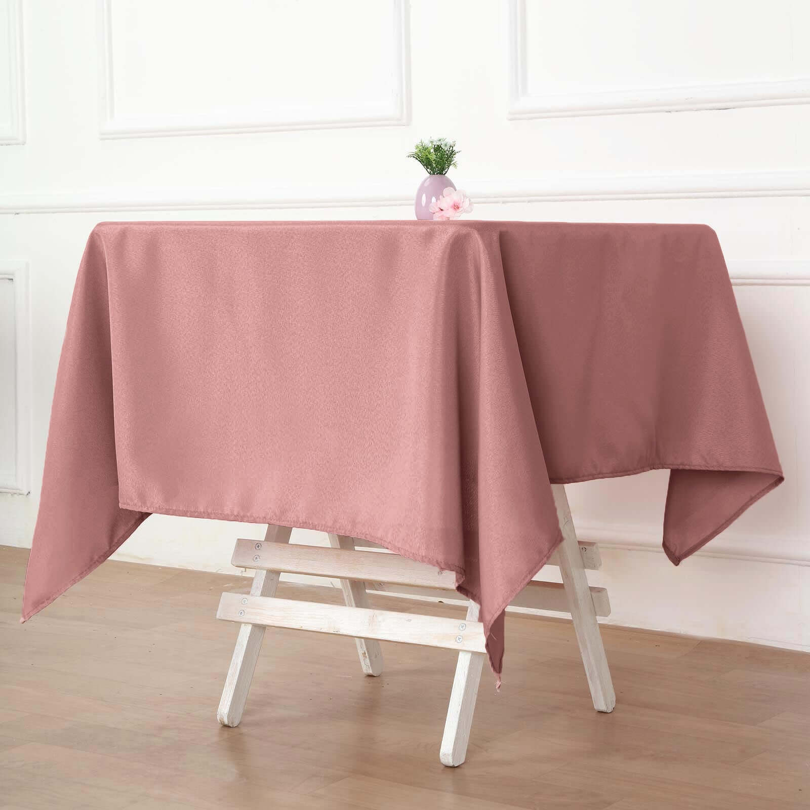Polyester Square Tablecloth 54"x54" Dusty Rose - Wrinkle-Resistant Table Cover - Image 7