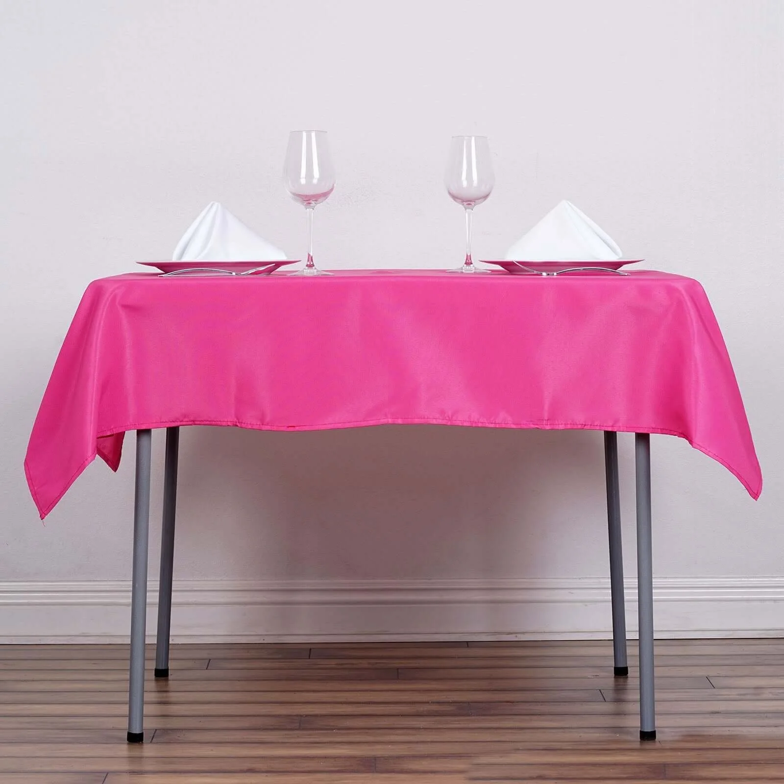 Polyester Square Tablecloth 54"x54" Fuchsia - Wrinkle-Resistant Table Cover