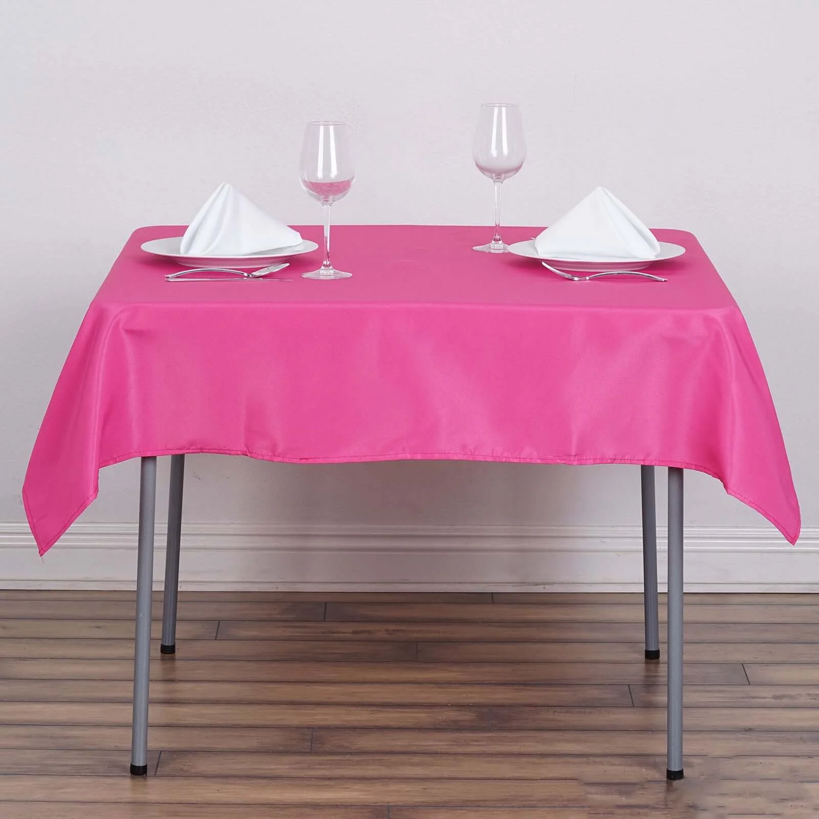 Polyester Square Tablecloth 54"x54" Fuchsia - Wrinkle-Resistant Table Cover - Image 2