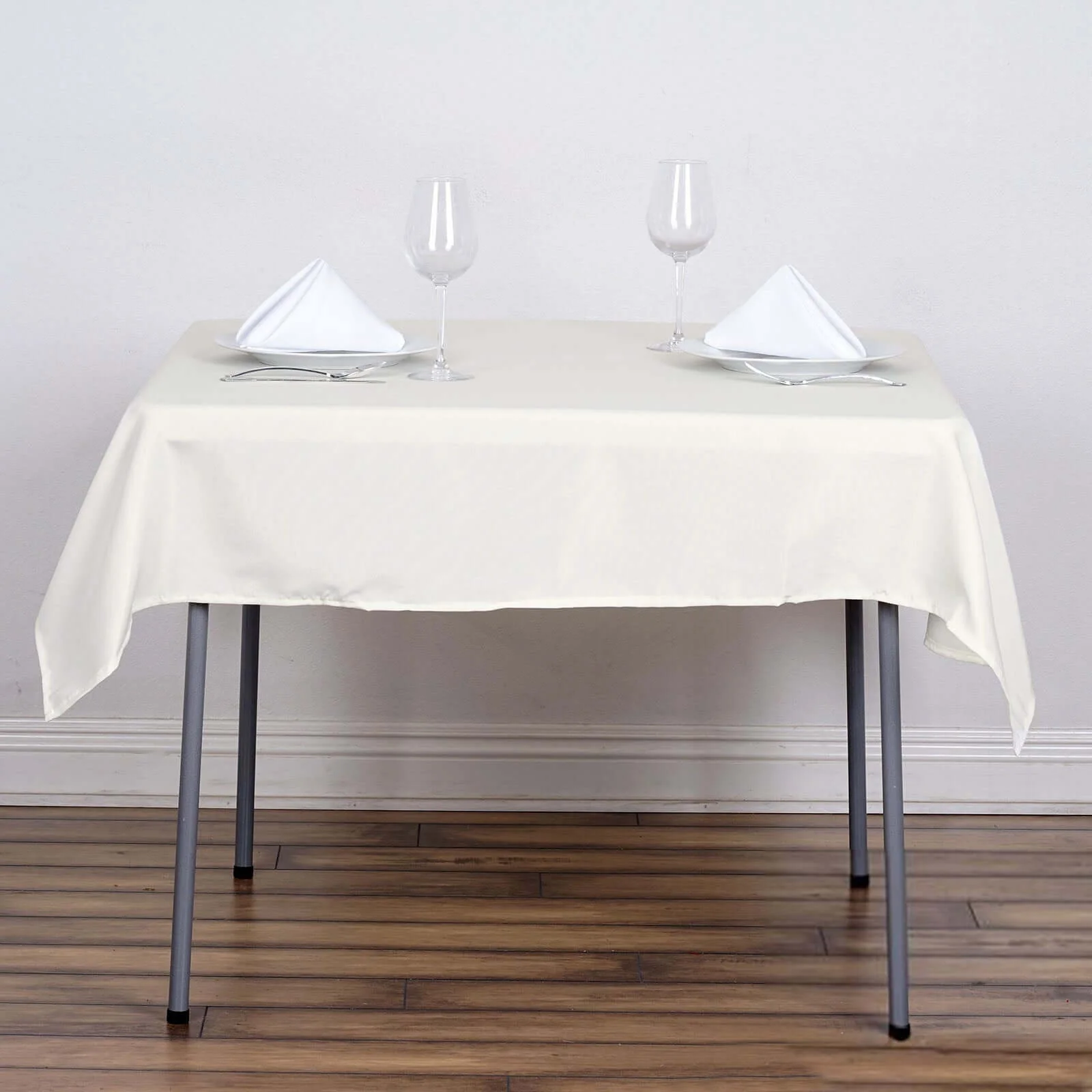 Polyester Square Tablecloth 54"x54" Ivory - Wrinkle-Resistant Table Cover - Image 2