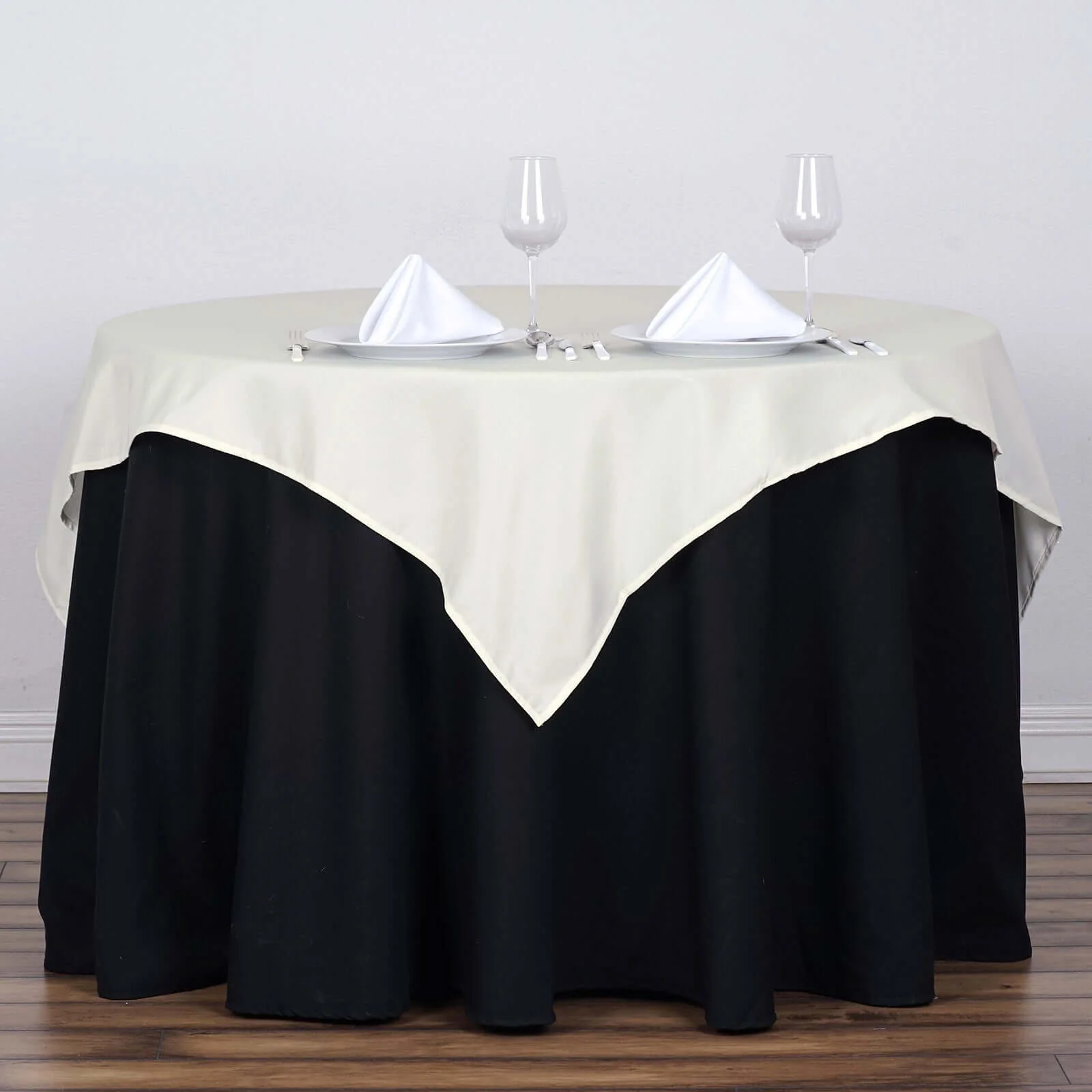 Polyester Square Tablecloth 54"x54" Ivory - Wrinkle-Resistant Table Cover - Image 3