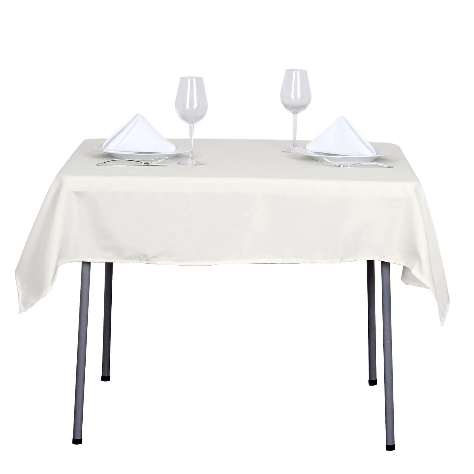 Polyester Square Tablecloth 54"x54" Ivory - Wrinkle-Resistant Table Cover - Image 7