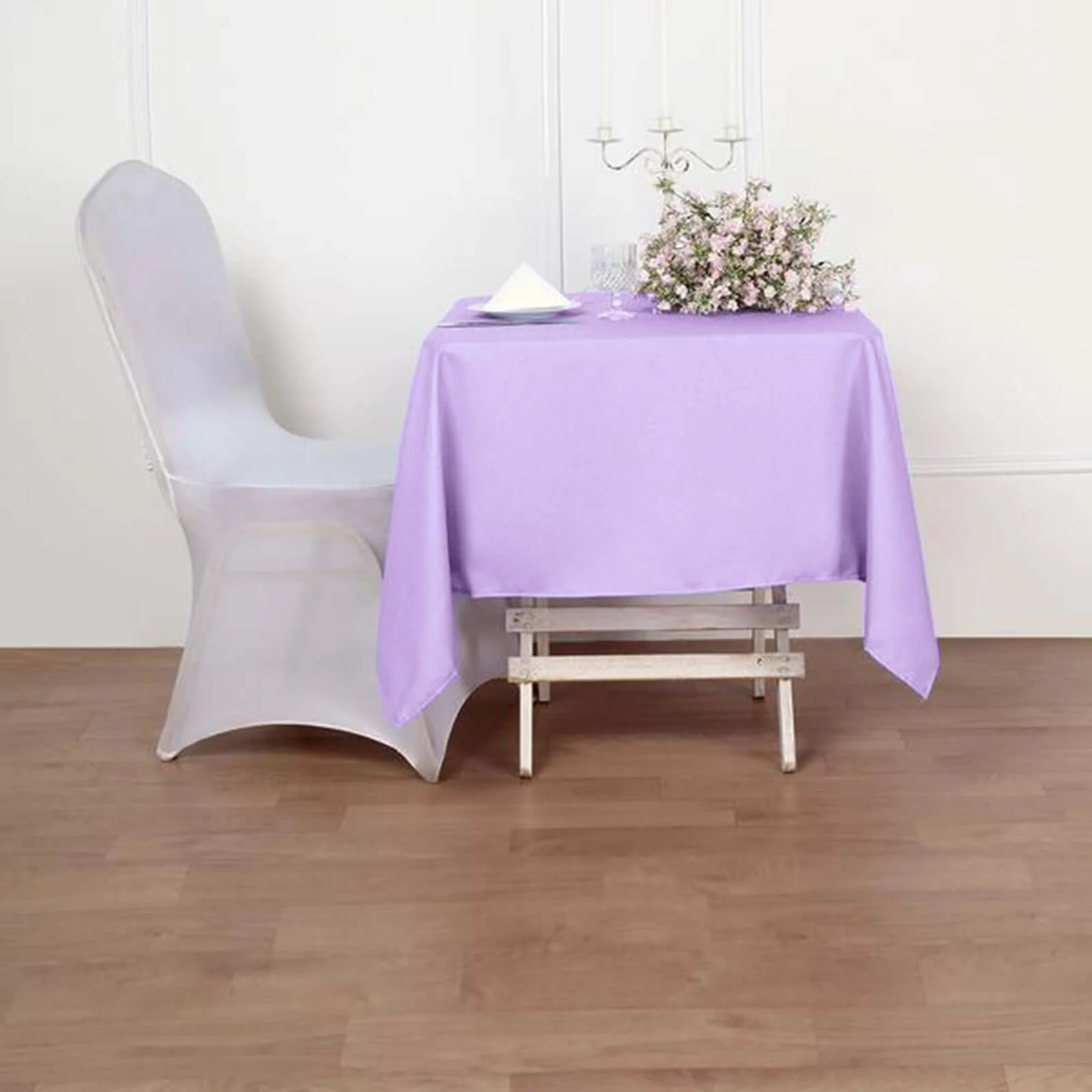 Polyester Square Tablecloth 54"x54" Lavender Lilac - Wrinkle-Resistant Table Cover - Image 7