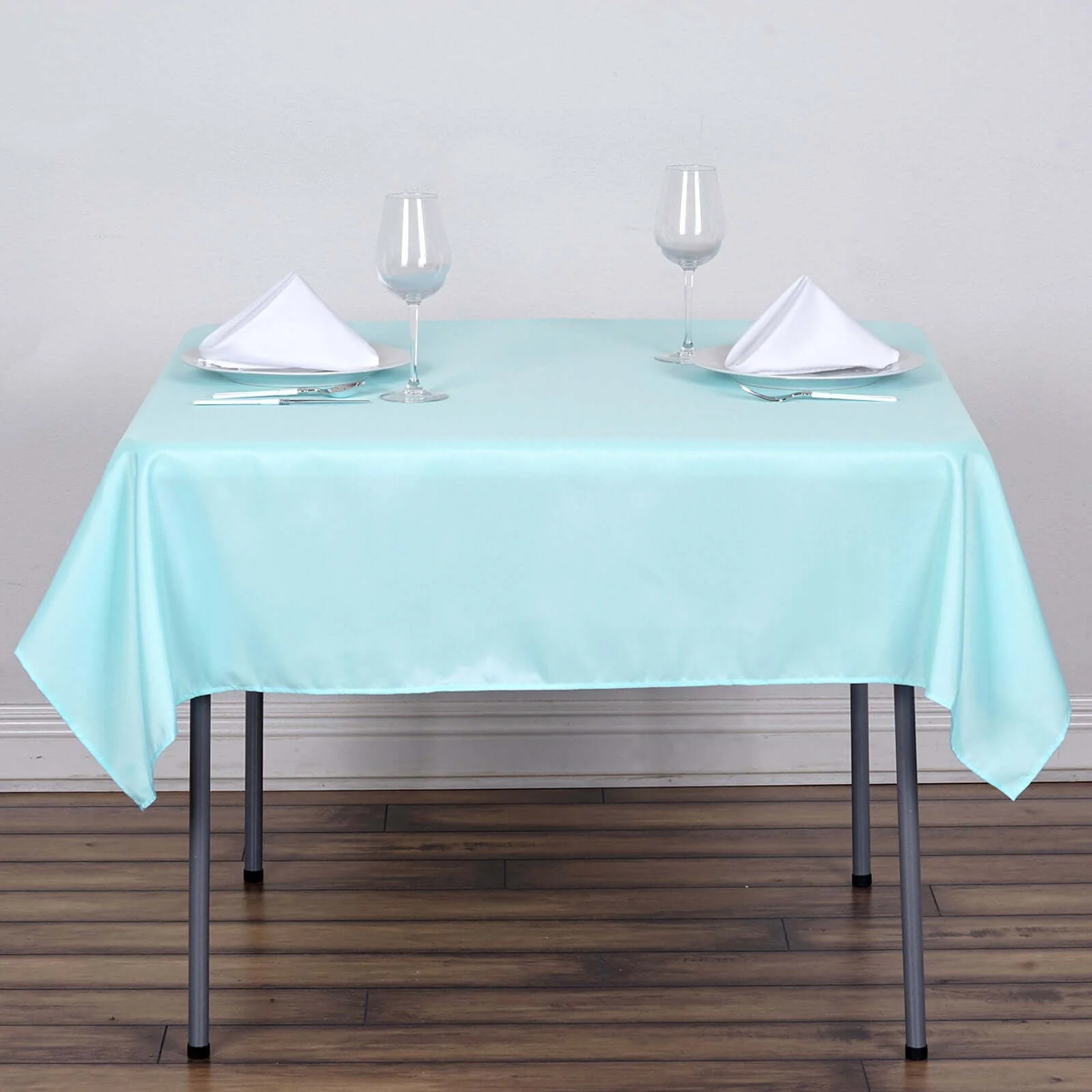 Polyester Square Tablecloth 54"x54" Light Blue - Wrinkle-Resistant Table Cover
