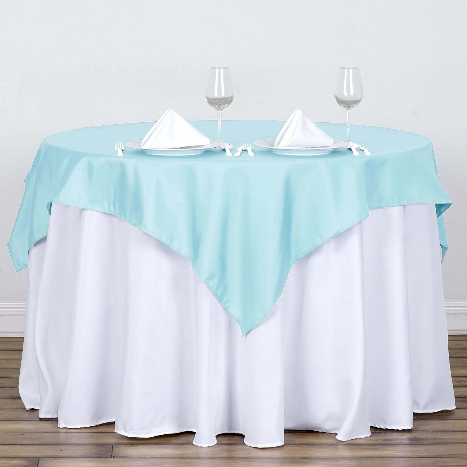 Polyester Square Tablecloth 54"x54" Light Blue - Wrinkle-Resistant Table Cover - Image 7