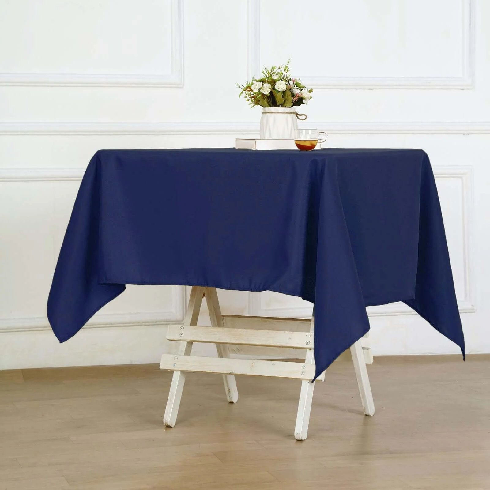 Polyester Square Tablecloth 54"x54" Navy Blue - Wrinkle-Resistant Table Cover - Image 2