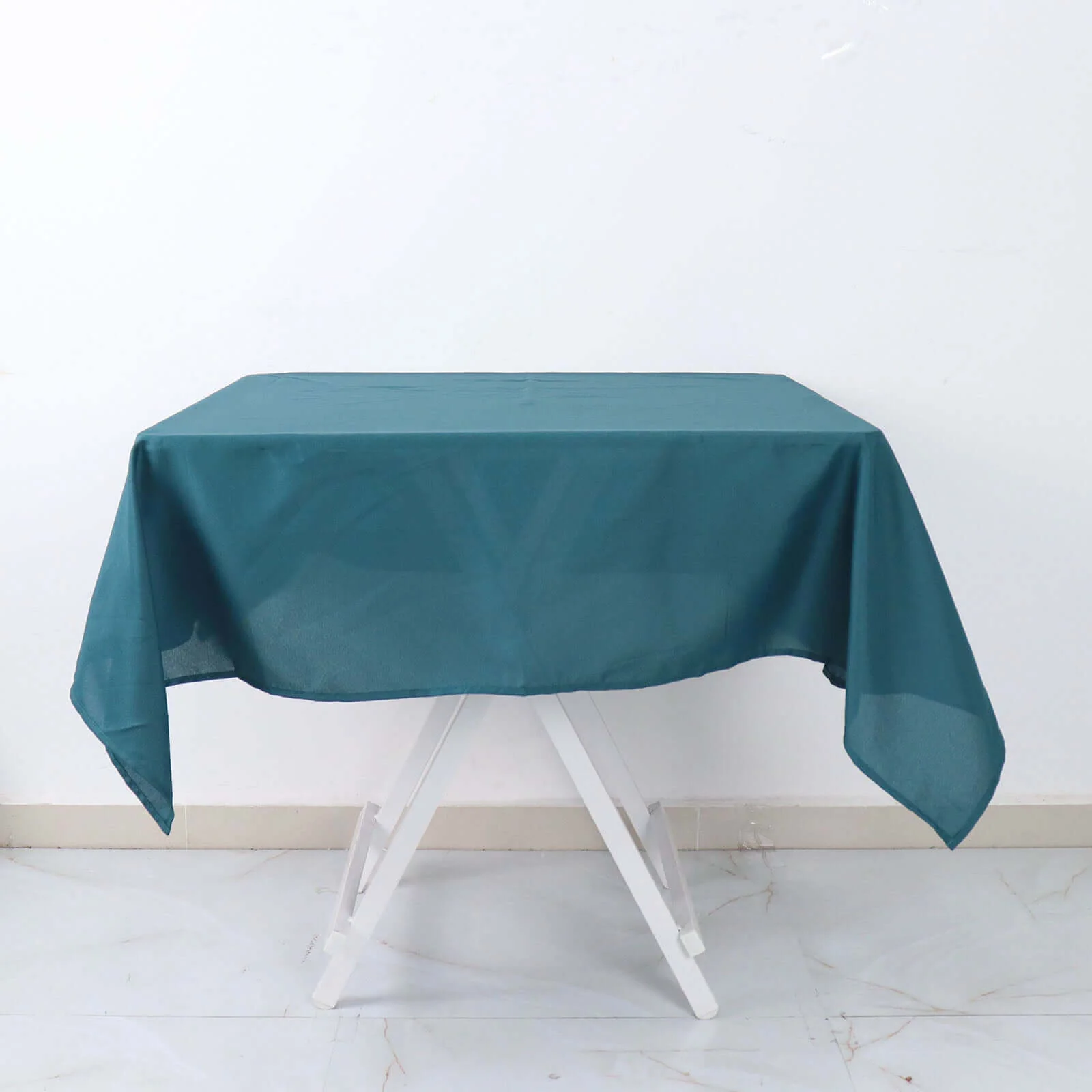 Polyester Square Tablecloth 54"x54" Peacock Teal - Wrinkle-Resistant Table Cover - Image 2