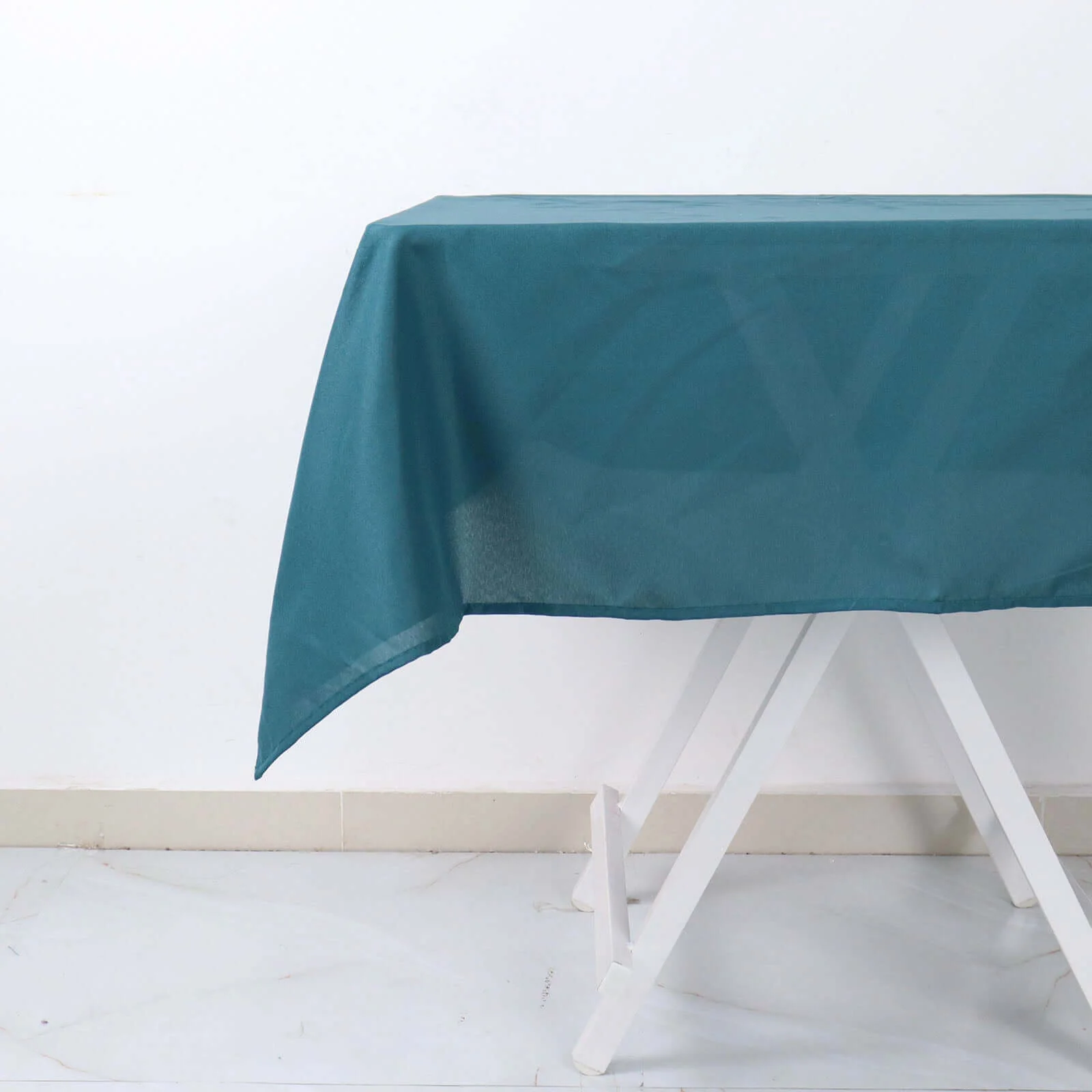 Polyester Square Tablecloth 54"x54" Peacock Teal - Wrinkle-Resistant Table Cover - Image 6