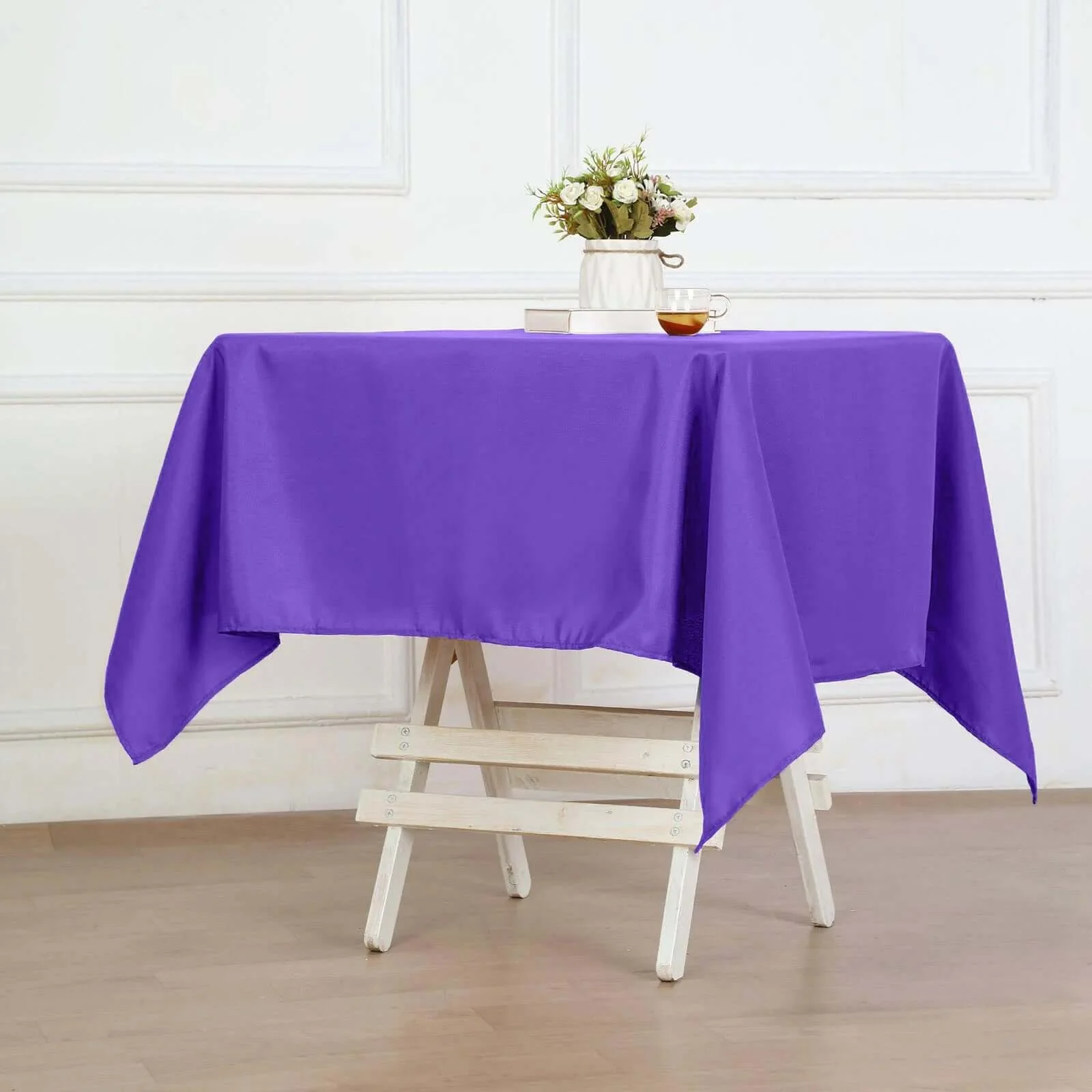 Polyester Square Tablecloth 54"x54" Purple - Wrinkle-Resistant Table Cover - Image 2
