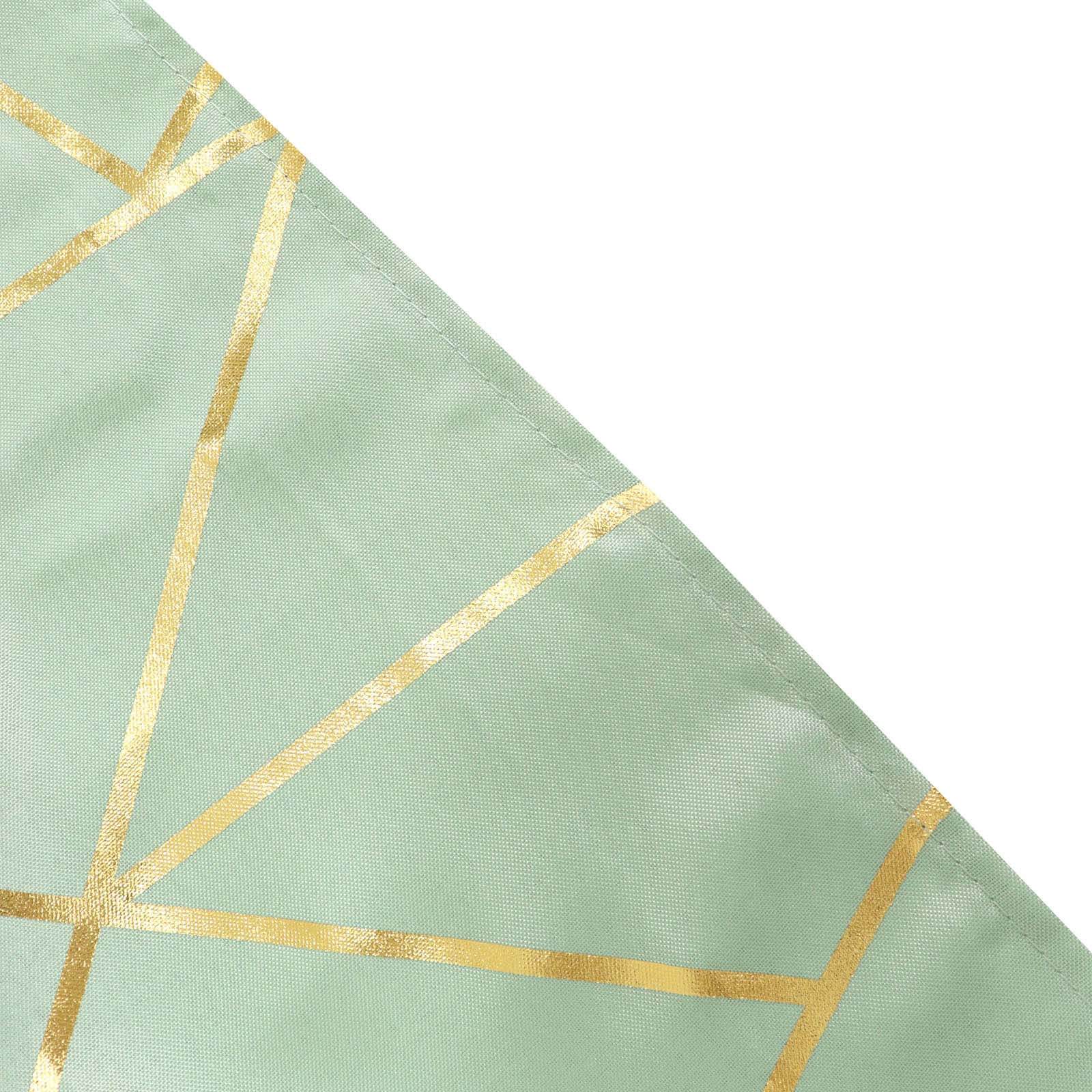 Polyester Square Tablecloth 54"x54" Sage Green with Gold Foil Geometric Pattern - Wrinkle-Resistant & Durable Table Cover - Image 11