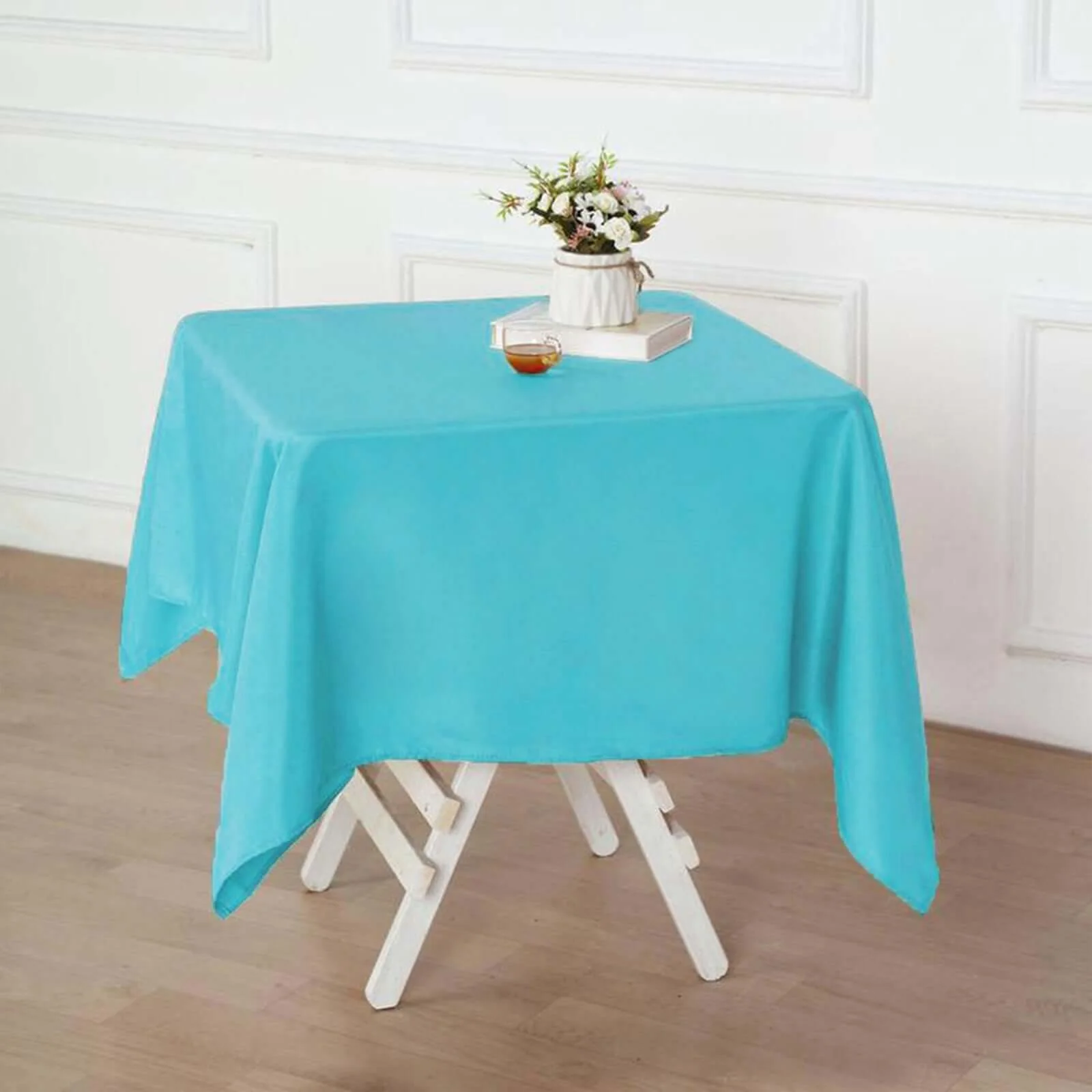 Polyester Square Tablecloth 54"x54" Turquoise - Wrinkle-Resistant Table Cover - Image 2