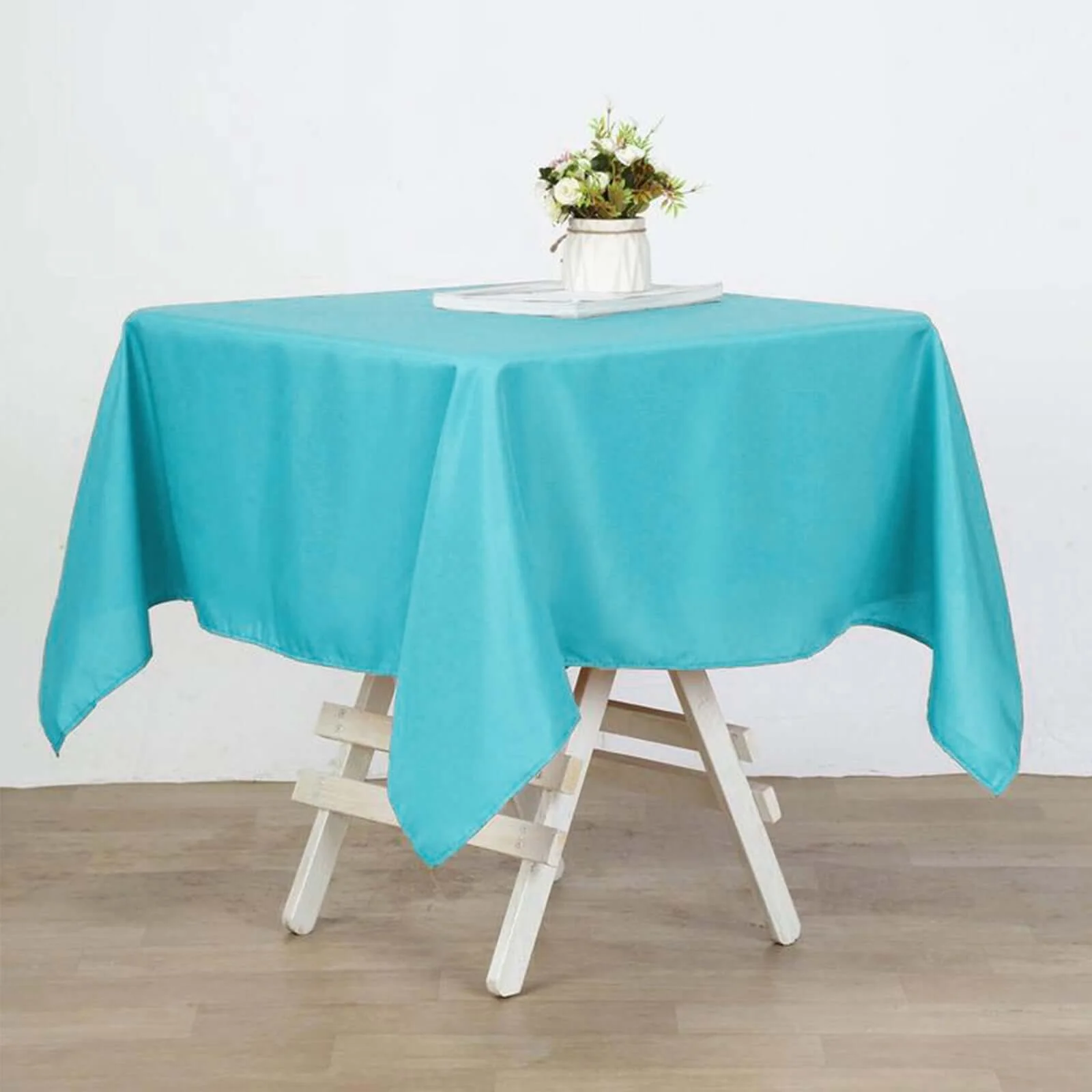 Polyester Square Tablecloth 54"x54" Turquoise - Wrinkle-Resistant Table Cover - Image 5