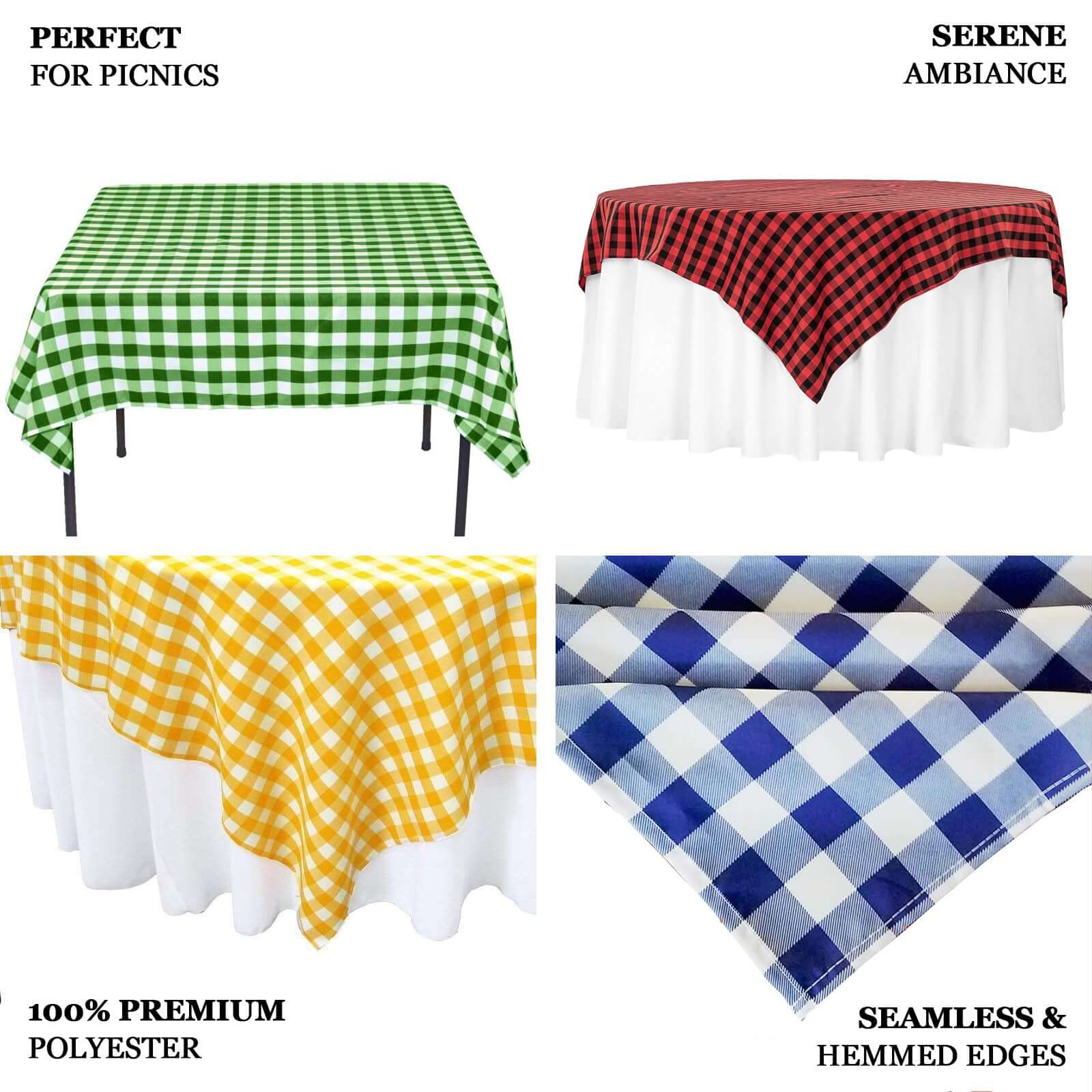 Polyester Square Tablecloth 54"x54" White/Red with Checkered Buffalo Plaid Design - Modern Style for Dining - Image 4