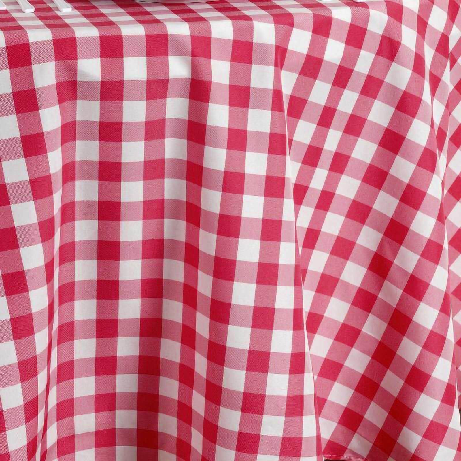 Polyester Square Tablecloth 54"x54" White/Red with Checkered Buffalo Plaid Design - Modern Style for Dining - Image 6