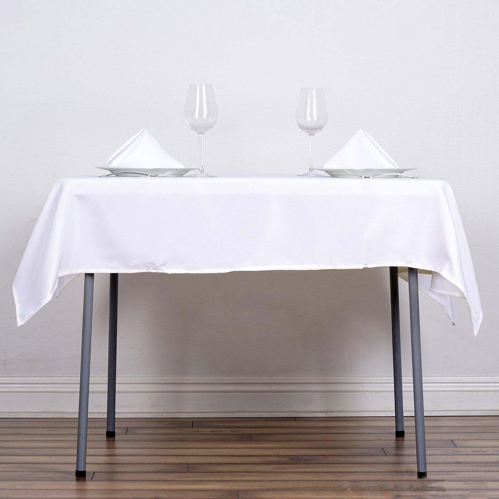 Polyester Square Tablecloth 54"x54" White - Wrinkle-Resistant Table Cover for Special Occasions - Image 2