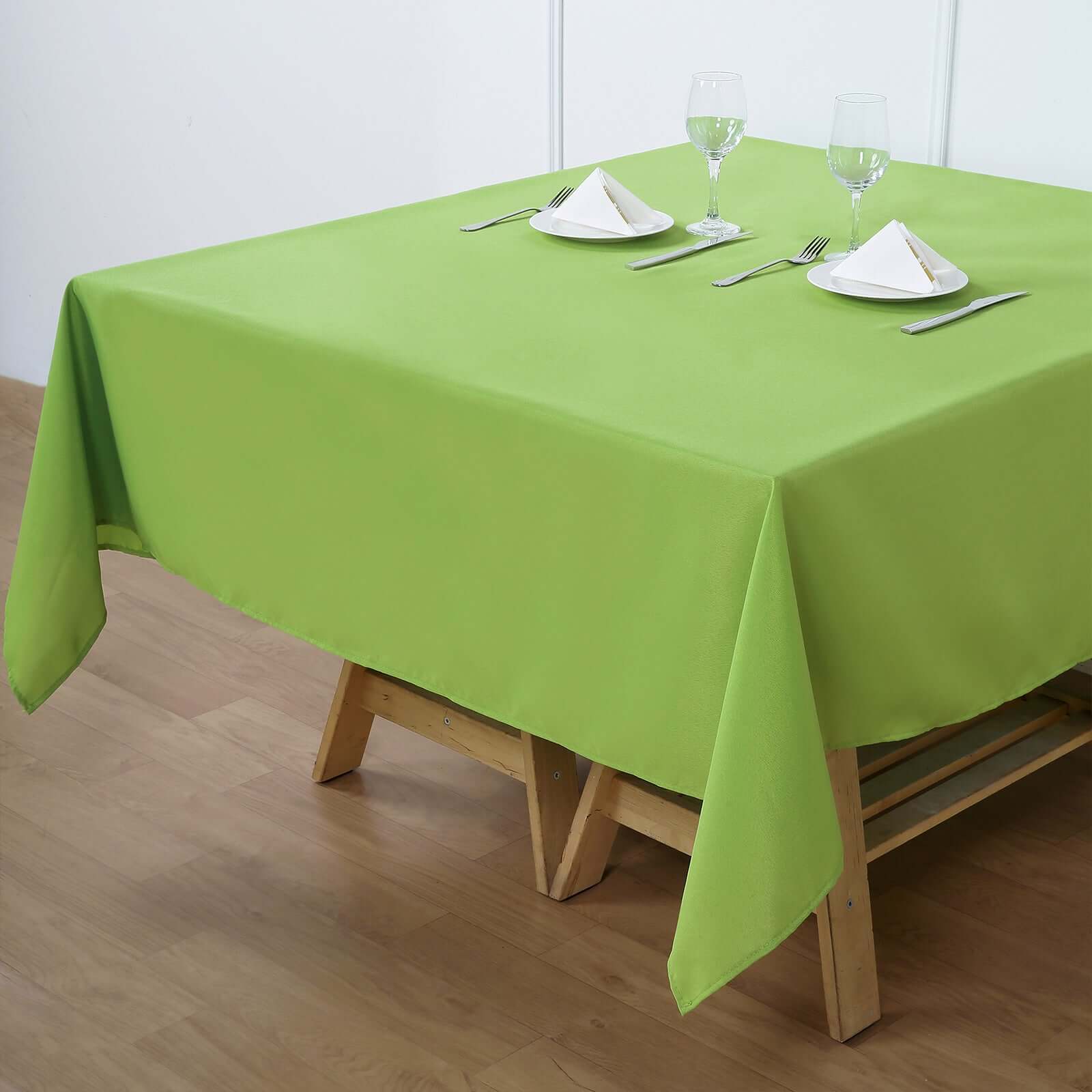 Polyester Square Tablecloth 70"x70" Apple Green - Wrinkle-Resistant Table Cover - Image 2