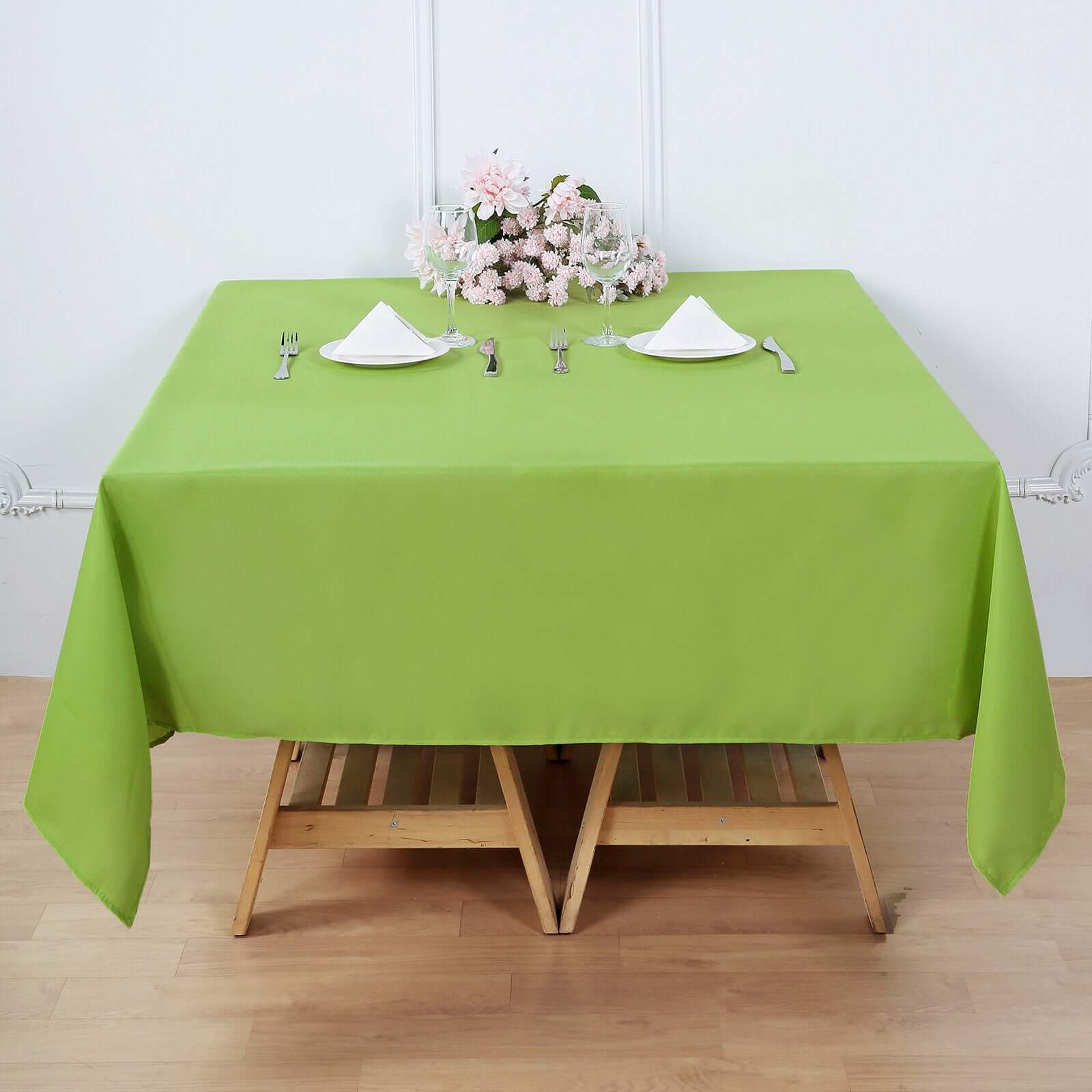 Polyester Square Tablecloth 70"x70" Apple Green - Wrinkle-Resistant Table Cover - Image 5