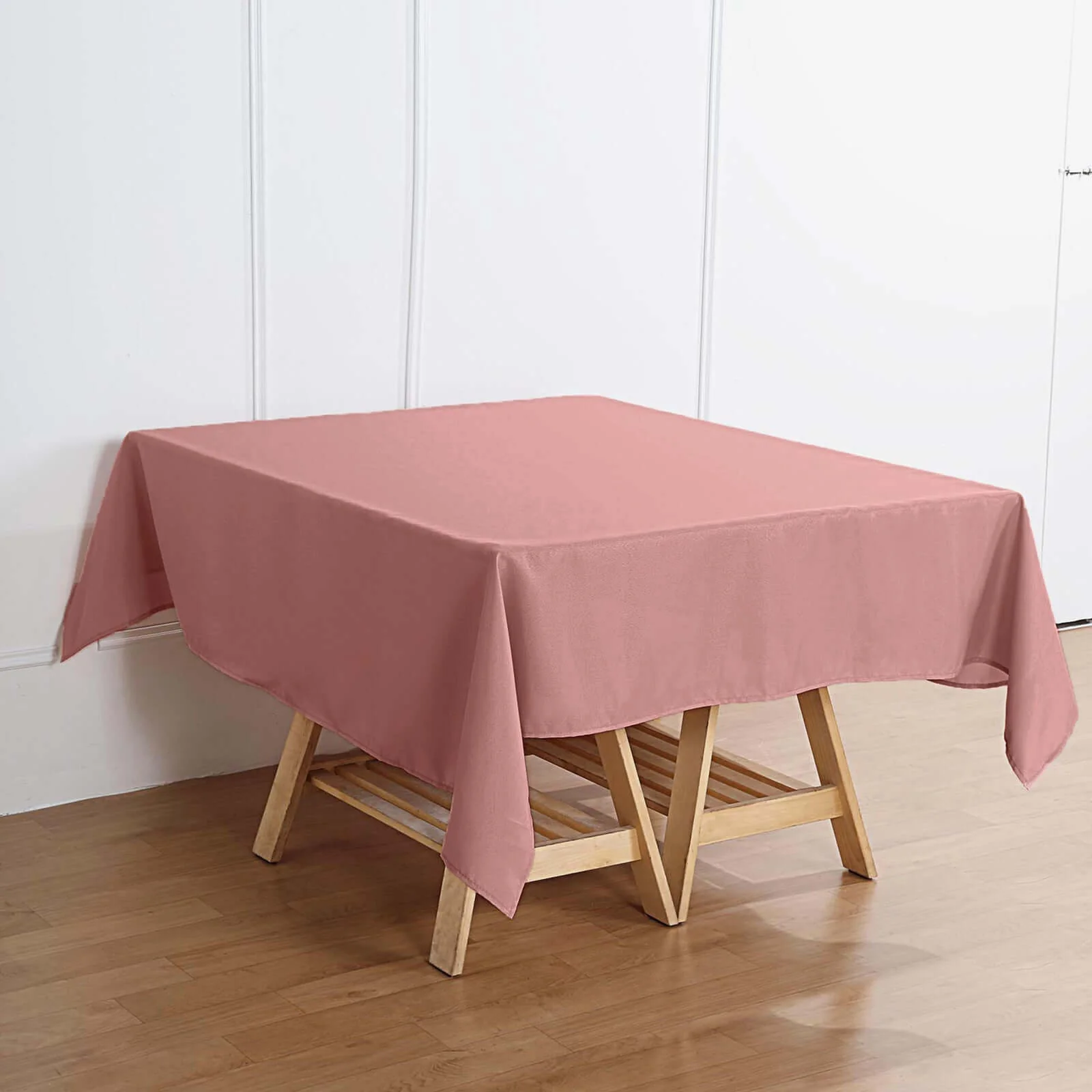 Polyester Square Tablecloth 70"x70" Dusty Rose - Wrinkle-Resistant Table Cover - Image 7