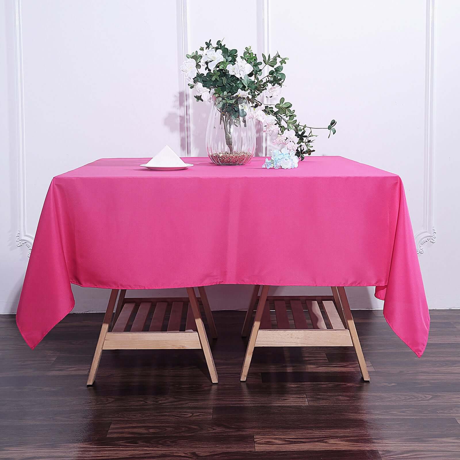 Polyester Square Tablecloth 70"x70" Fuchsia - Wrinkle-Resistant Table Cover