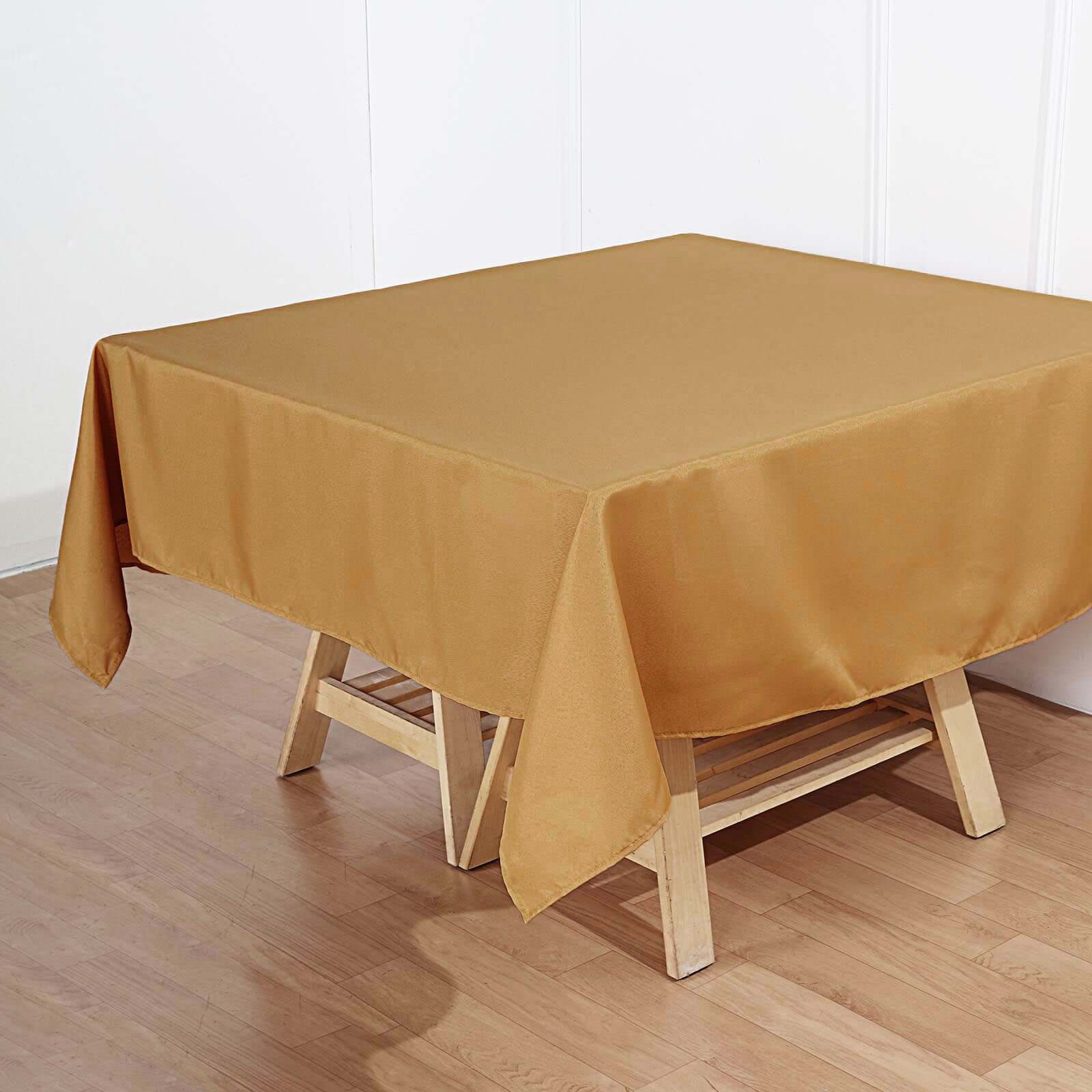 Polyester Square Tablecloth 70"x70" Gold - Wrinkle-Resistant Table Cover for Stylish Events - Image 2