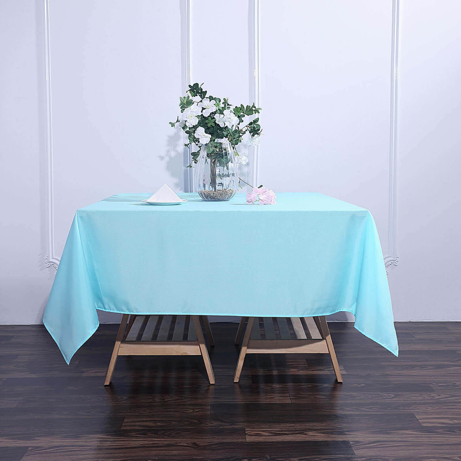 Polyester Square Tablecloth 70"x70" Light Blue - Wrinkle-Resistant Table Cover - Image 6