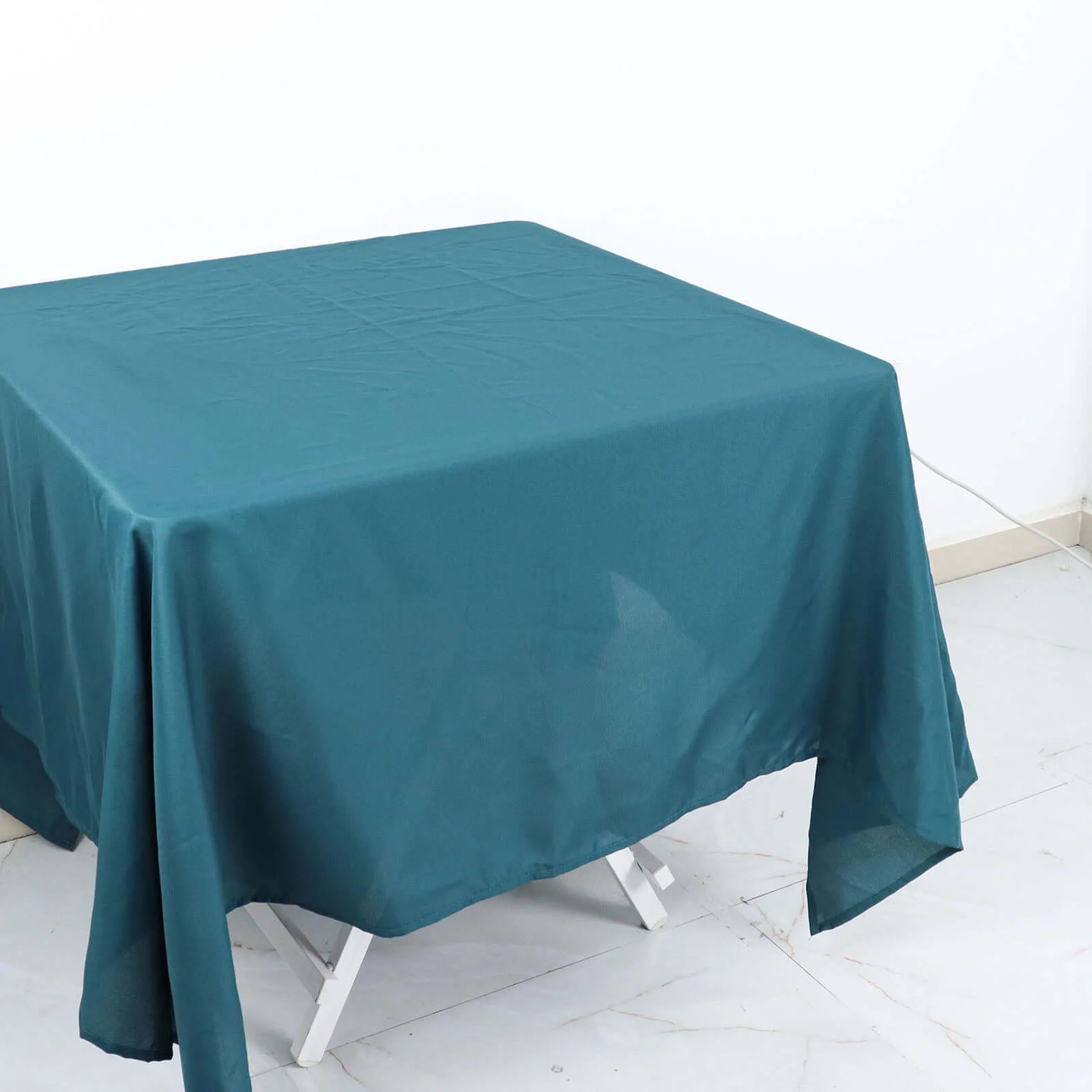 Polyester Square Tablecloth 70"x70" Peacock Teal - Wrinkle-Resistant Table Cover - Image 2