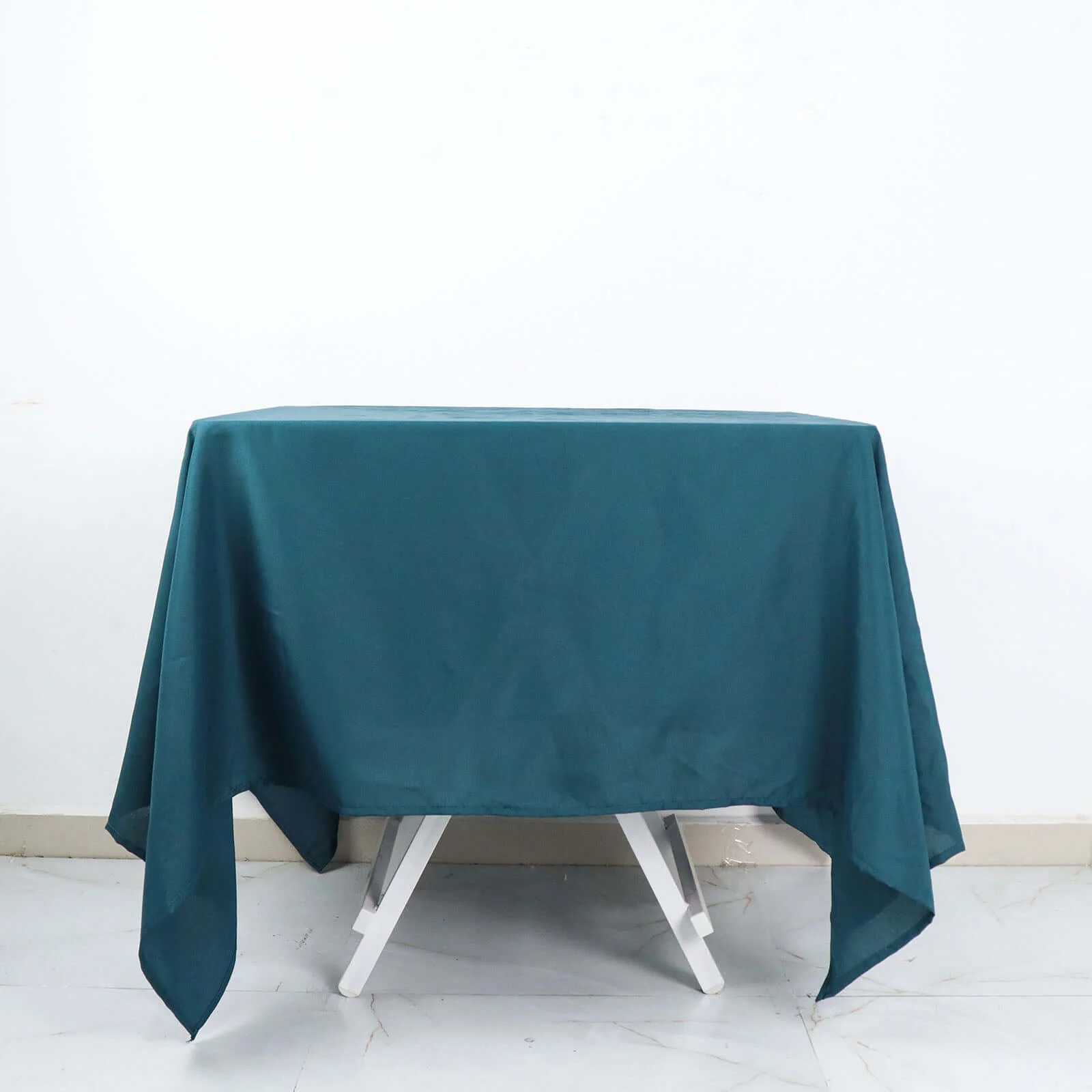 Polyester Square Tablecloth 70"x70" Peacock Teal - Wrinkle-Resistant Table Cover - Image 5