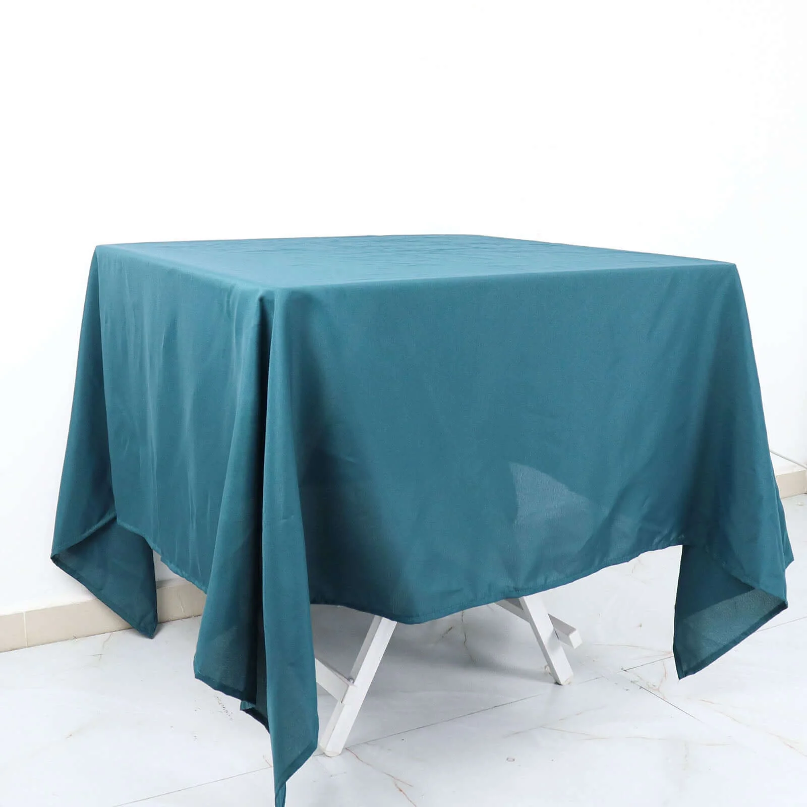 Polyester Square Tablecloth 70"x70" Peacock Teal - Wrinkle-Resistant Table Cover - Image 6