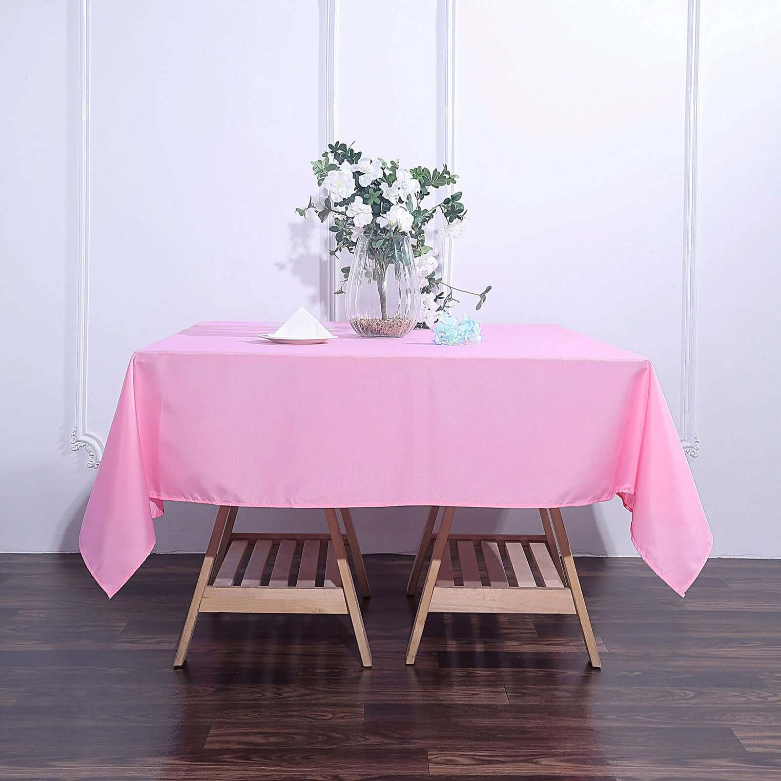 Polyester Square Tablecloth 70"x70" Pink - Wrinkle-Resistant Table Cover - Image 2