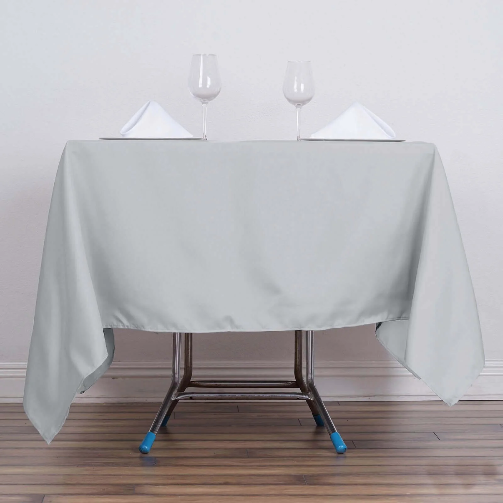 Polyester Square Tablecloth 70"x70" Silver - Wrinkle-Resistant Table Cover