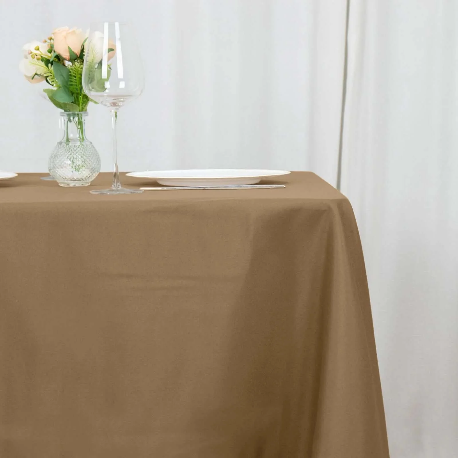 Polyester Square Tablecloth 70"x70" Taupe - Wrinkle-Resistant Table Cover - Image 2