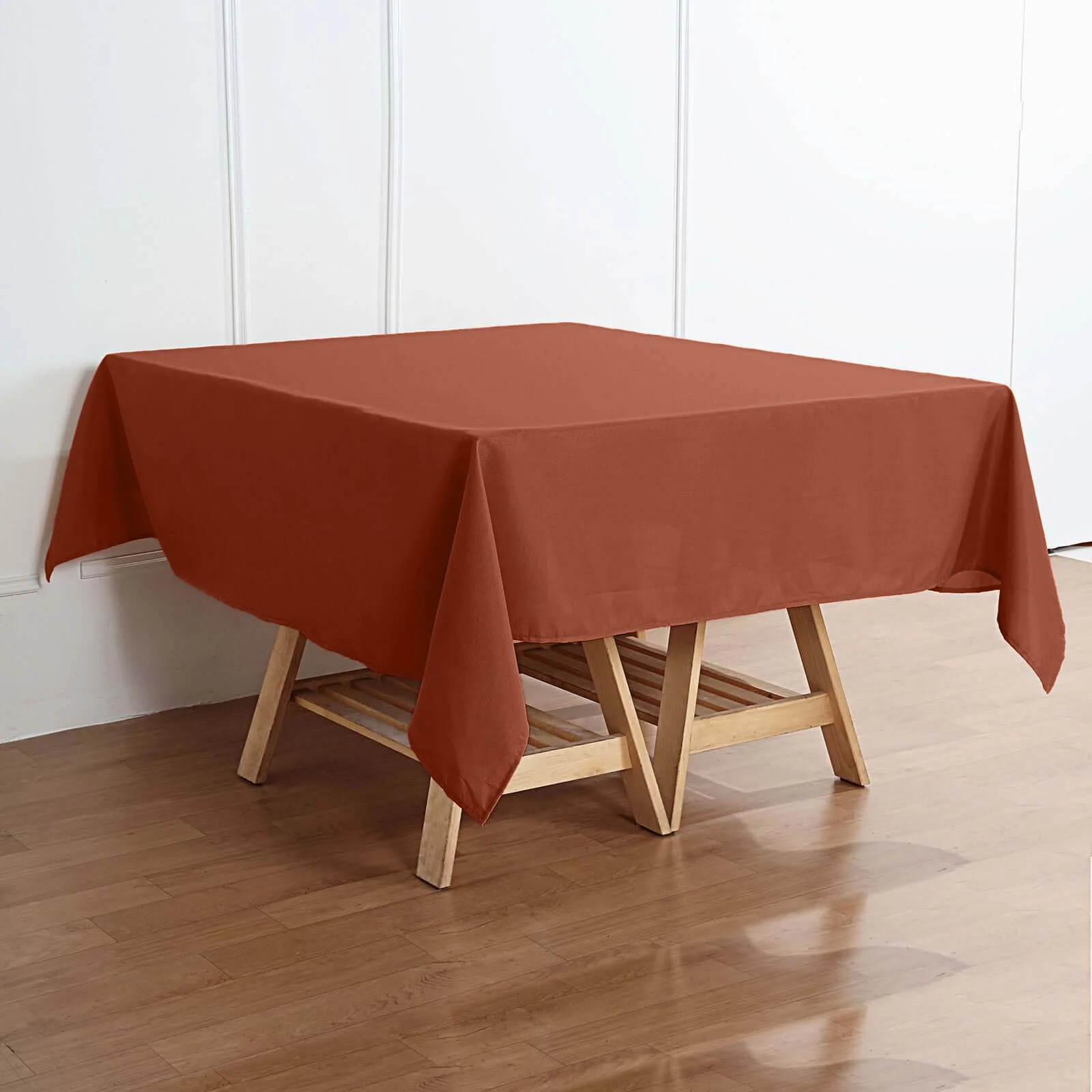Polyester Square Tablecloth 70"x70" Terracotta (Rust) - Wrinkle-Resistant Table Cover - Image 7