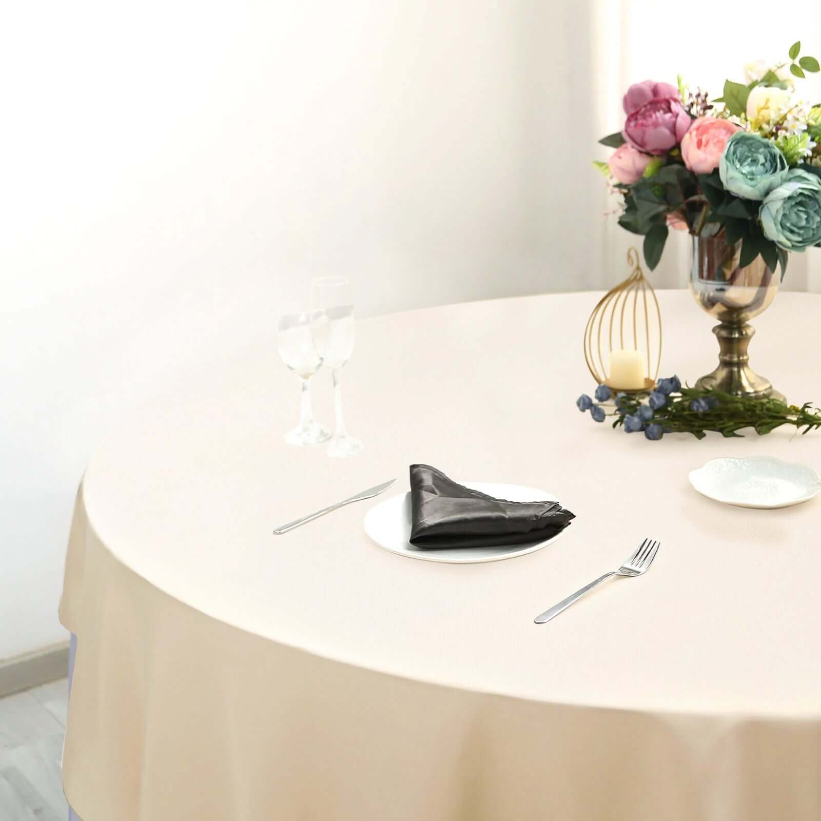 Polyester Square Tablecloth 90"x90" Beige - Wrinkle-Resistant & Durable Table Cover - Image 6