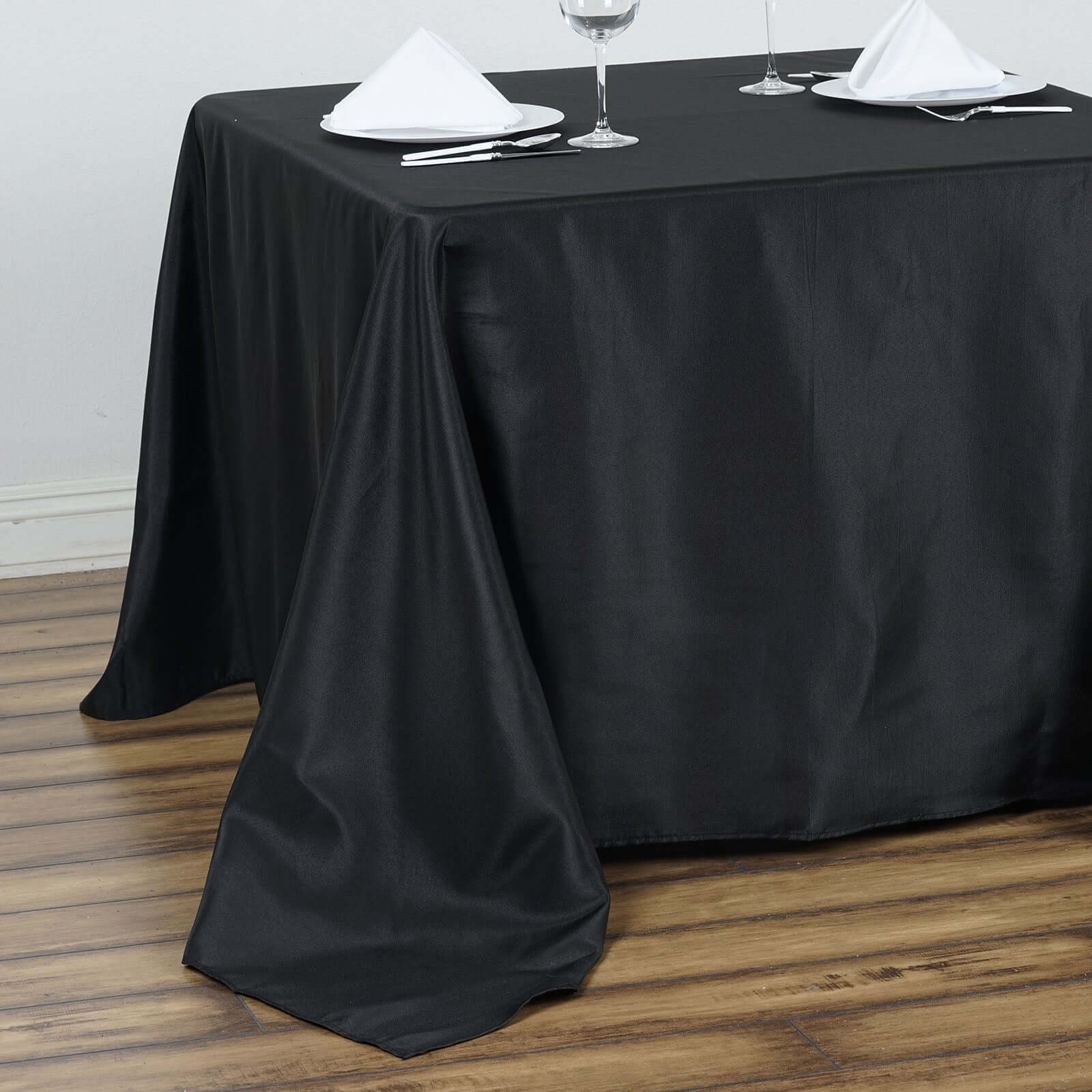 Polyester Square Tablecloth 90"x90" Black - Wrinkle-Resistant and Durable Table Cover for Weddings & Special Occasions - Image 2