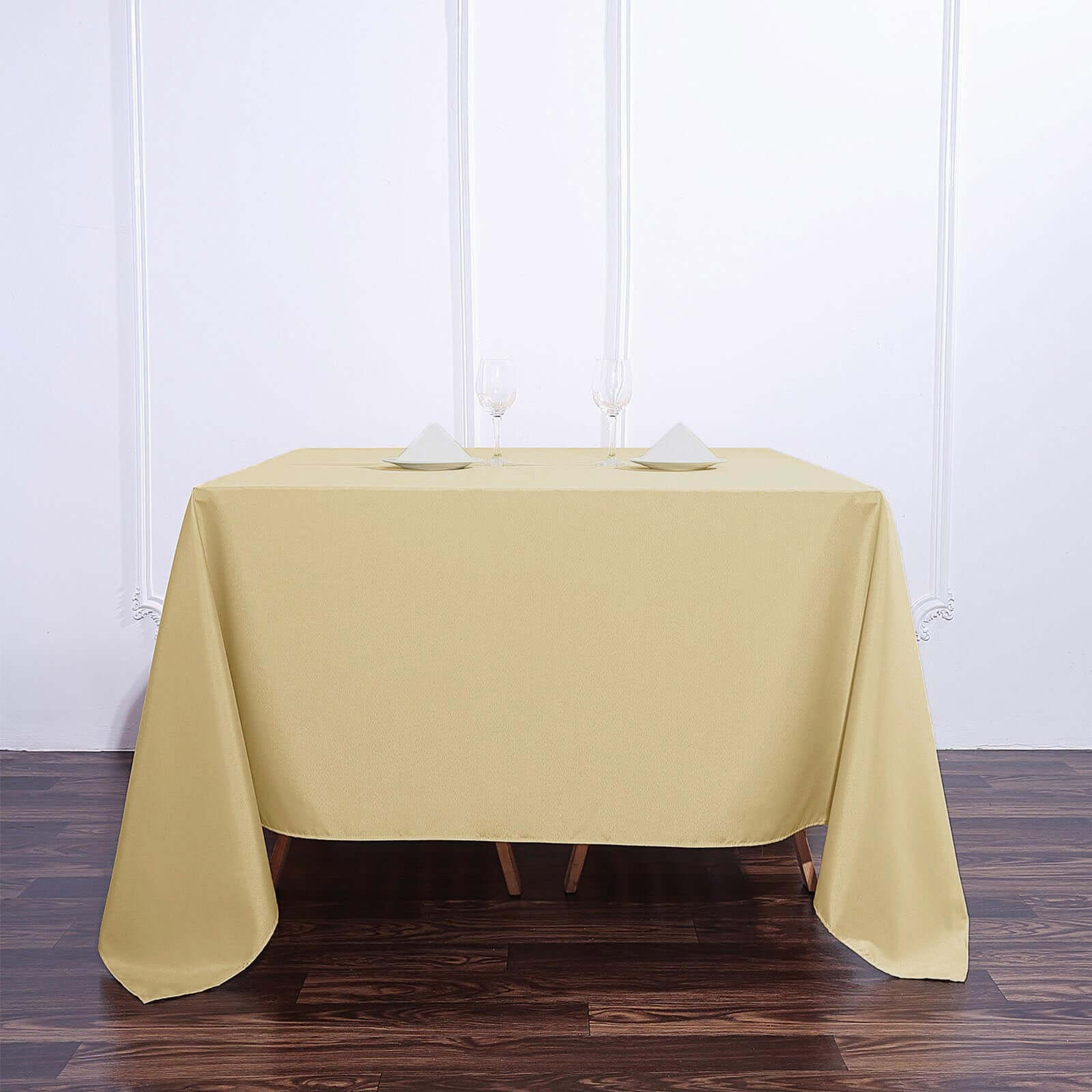 Polyester Square Tablecloth 90"x90" Champagne - Wrinkle-Resistant & Durable Table Cover