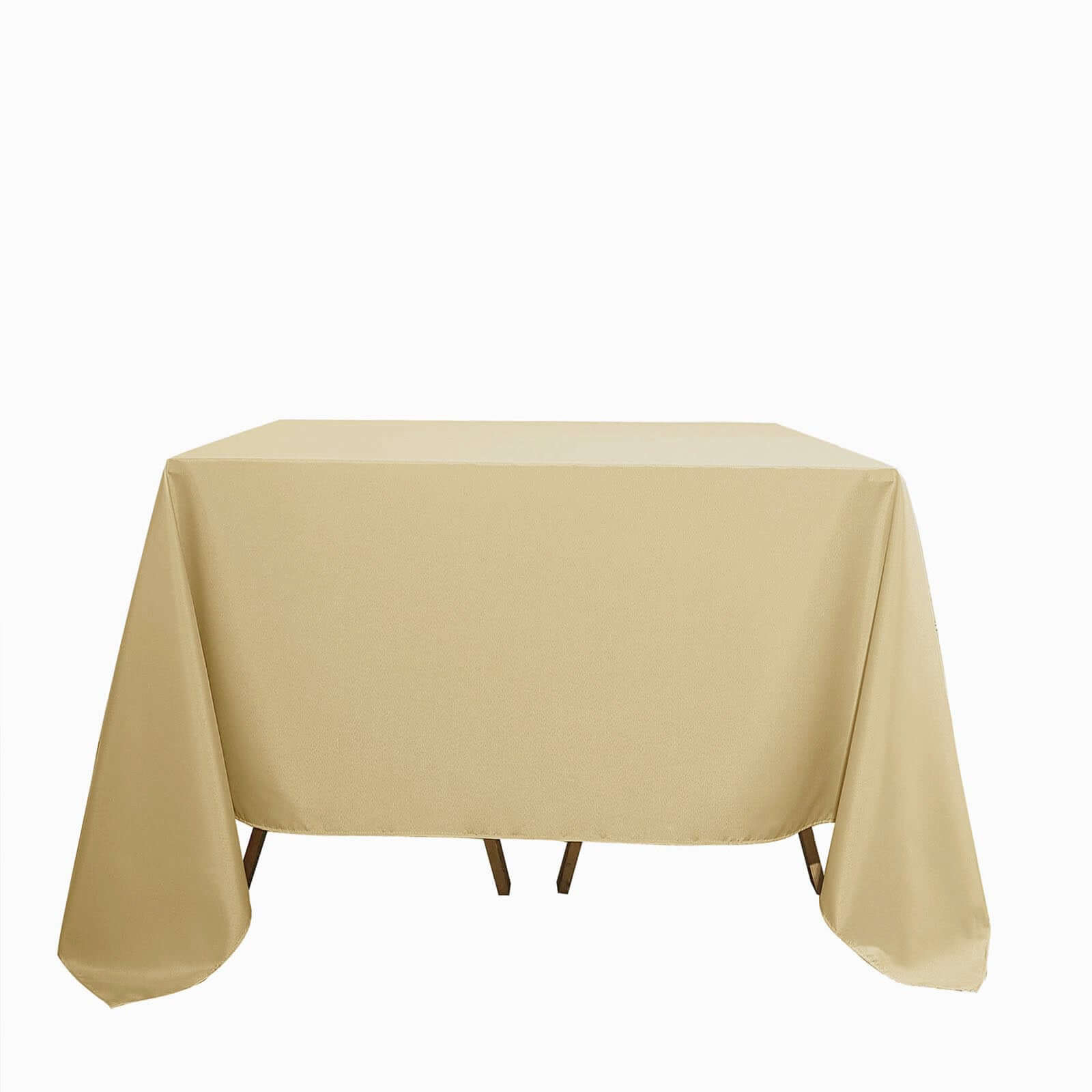 Polyester Square Tablecloth 90"x90" Champagne - Wrinkle-Resistant & Durable Table Cover - Image 6