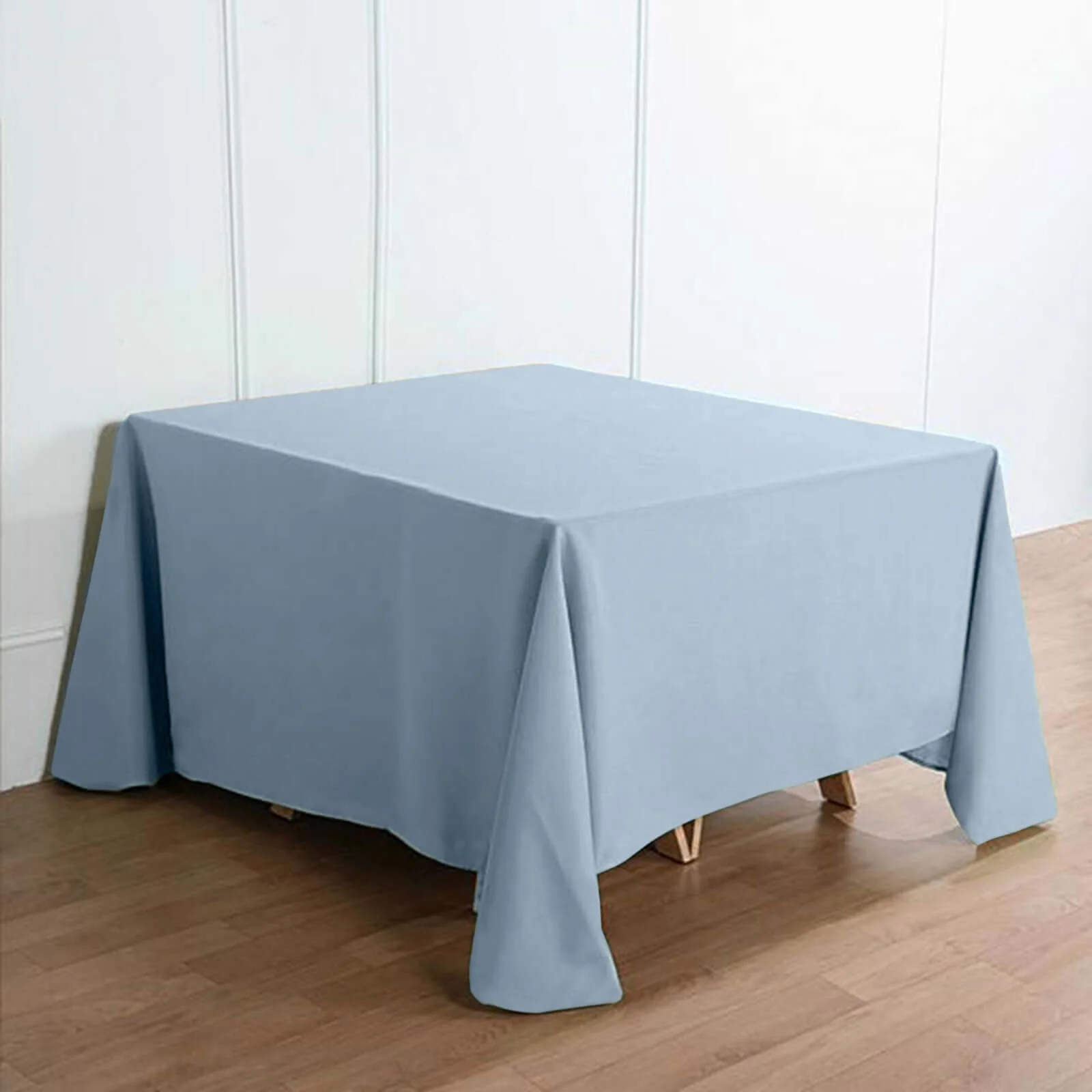 Polyester Square Tablecloth 90"x90" Dusty Blue - Wrinkle-Resistant & Durable Table Cover - Image 6