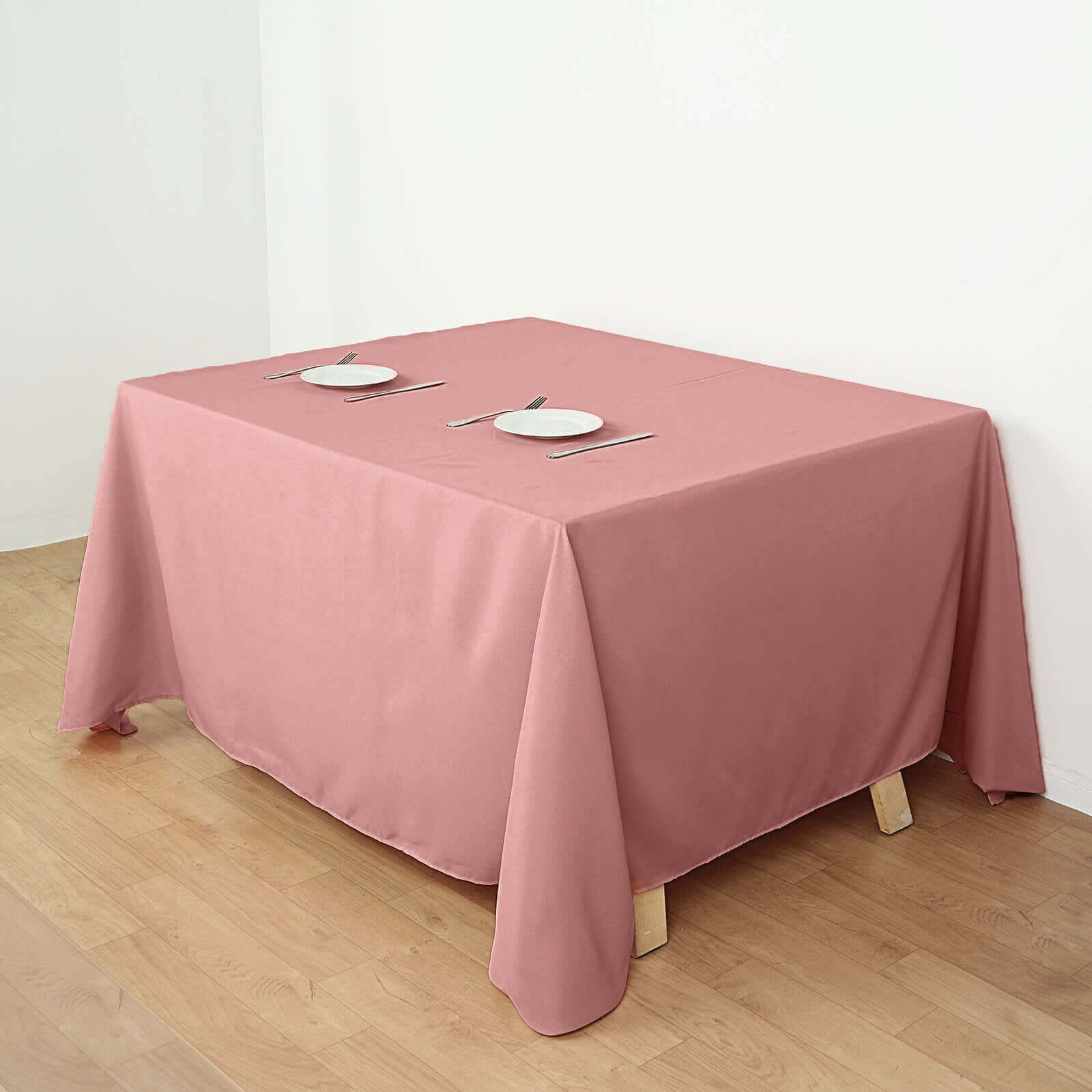 Polyester Square Tablecloth 90"x90" Dusty Rose - Wrinkle-Resistant & Durable Table Cover - Image 7