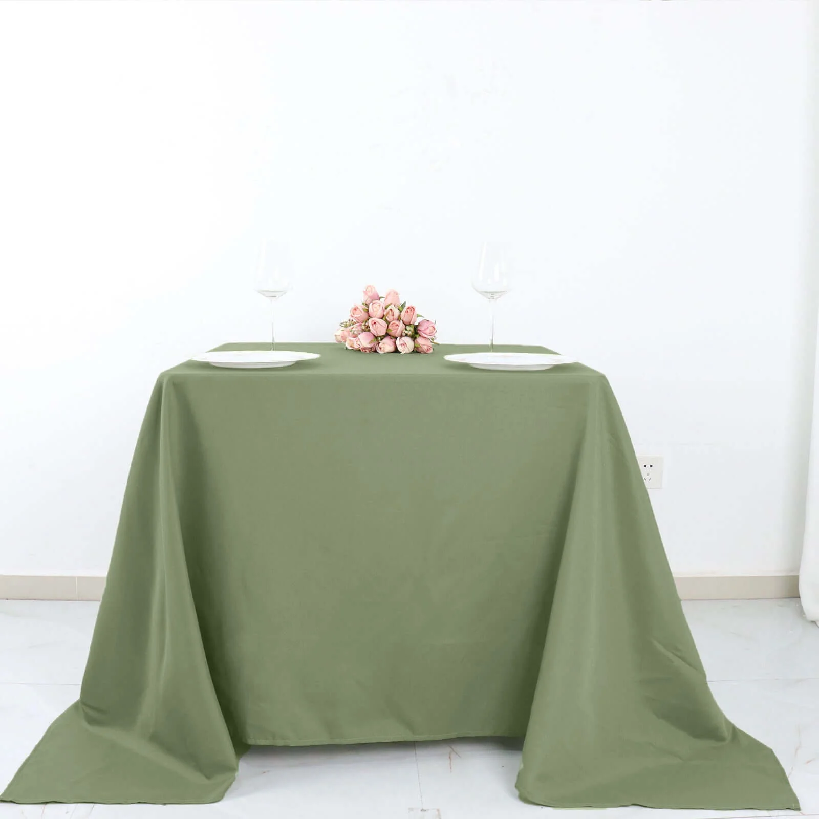 Polyester Square Tablecloth 90"x90" Dusty Sage Green - Wrinkle-Resistant & Durable Table Cover