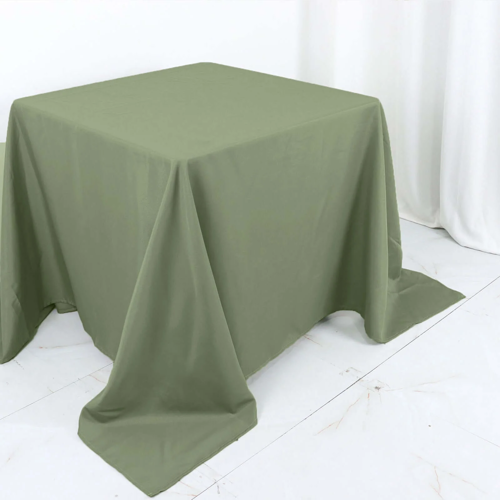Polyester Square Tablecloth 90"x90" Dusty Sage Green - Wrinkle-Resistant & Durable Table Cover - Image 6