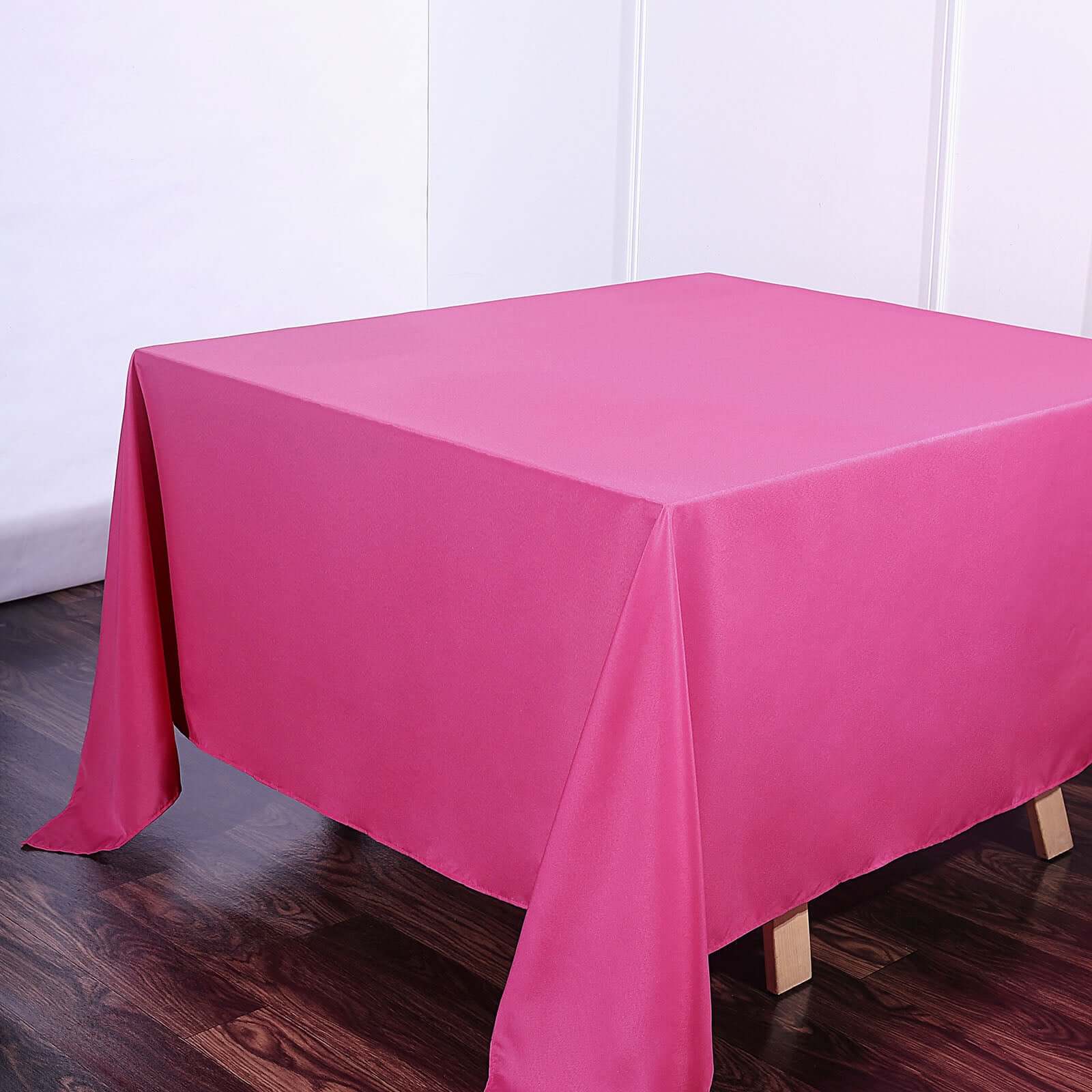 Polyester Square Tablecloth 90"x90" Fuchsia - Wrinkle-Resistant & Durable Table Cover - Image 6