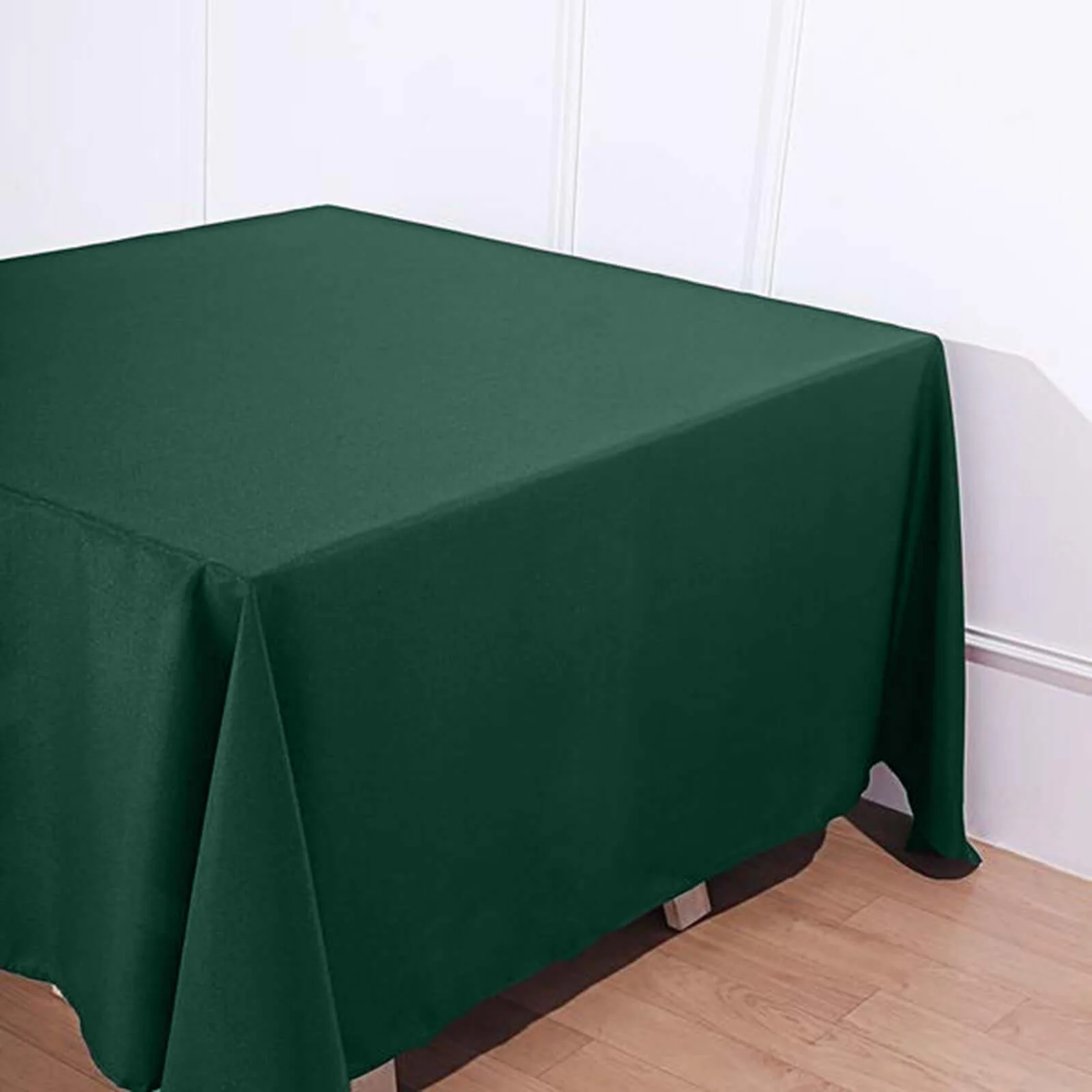 Polyester Square Tablecloth 90"x90" Hunter Emerald Green - Wrinkle-Resistant & Durable Table Cover - Image 2